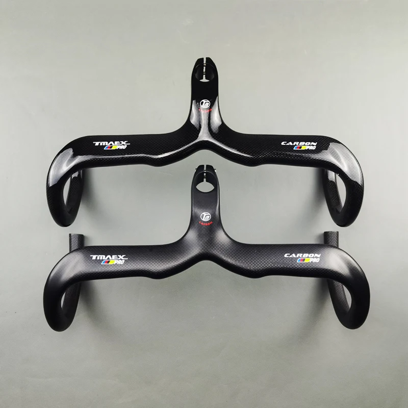 Manillar Integrado de Carbono TMAEX 3K para Bicicleta de Carretera, 28.6mm, 400/420/440