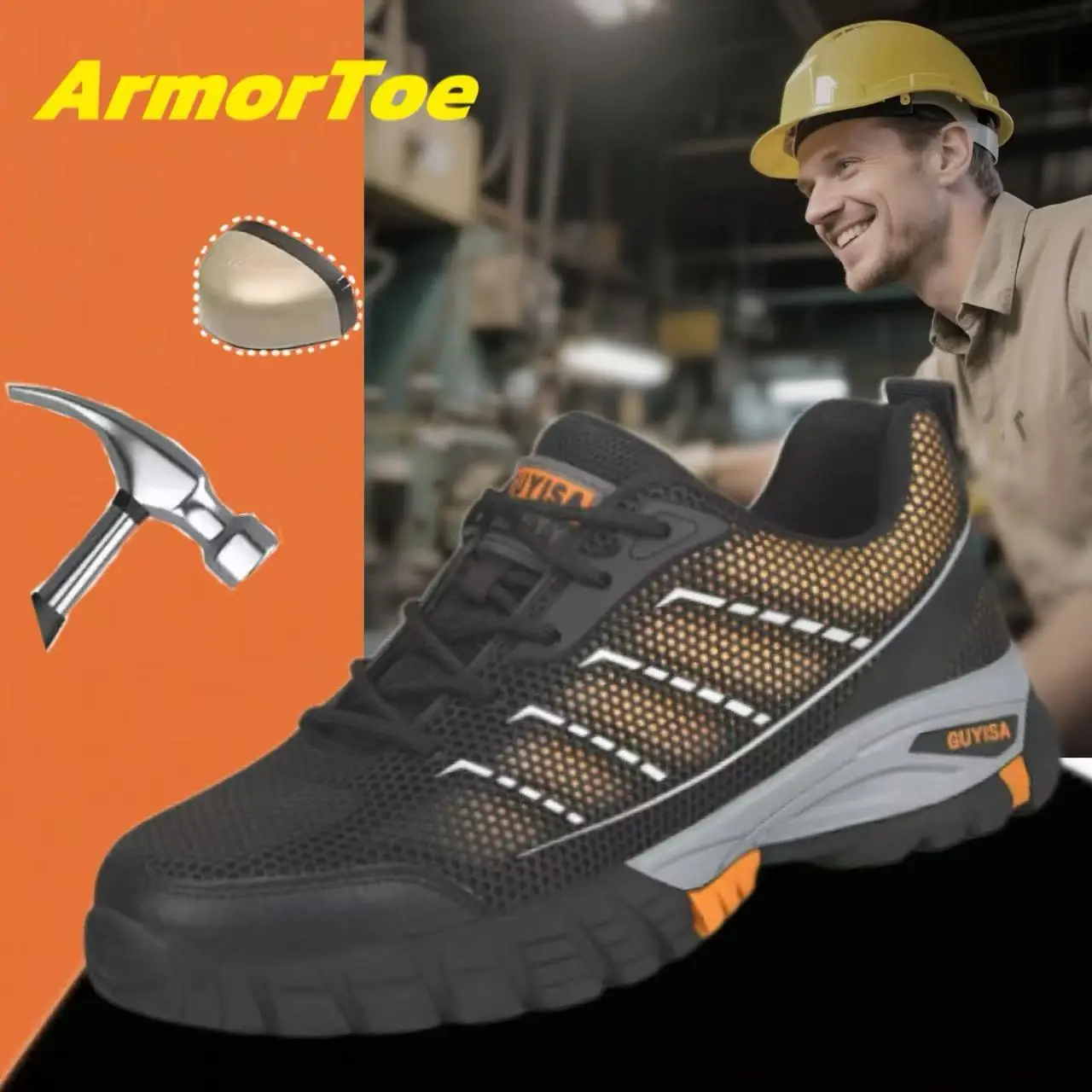 

ArmorToe Steel Head Anti-smash Anti-stabbing Safety Shoes Non-slip Wear-resistant Work Shoes Four Seasons Models #Armor2652