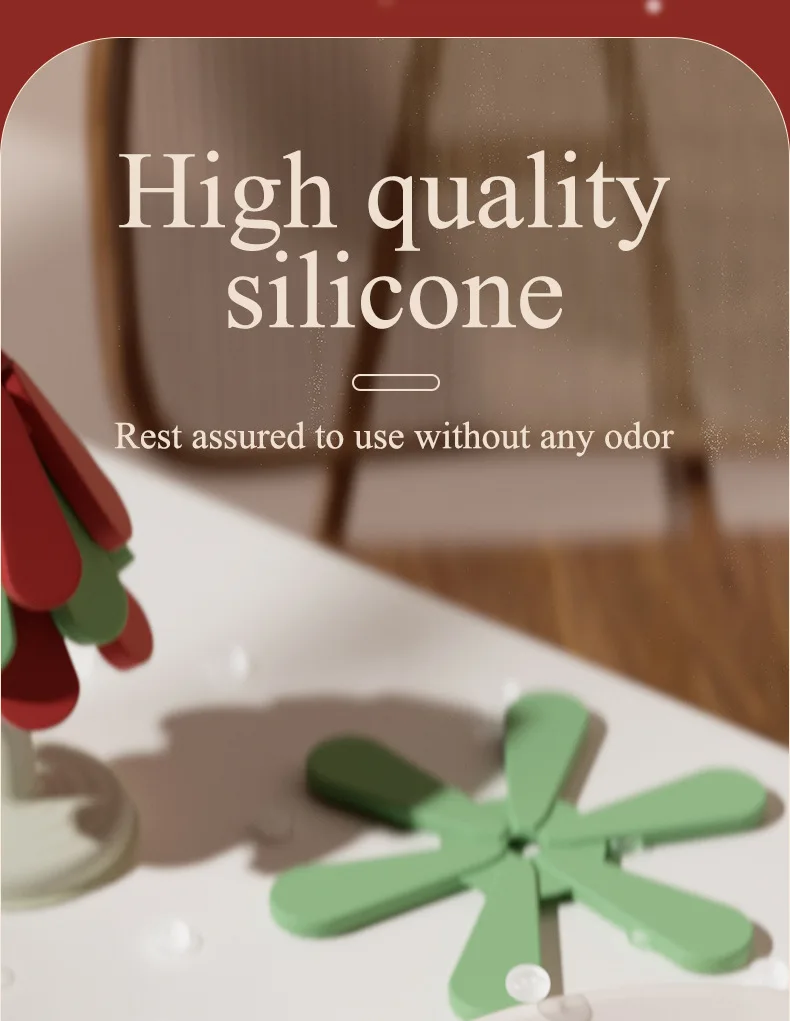3pcs Tree Design Stand Wooden Trivets Decorative Anti Scald Heat Resistant Table Mat Coaster Wood Placemats Pot for Christmas