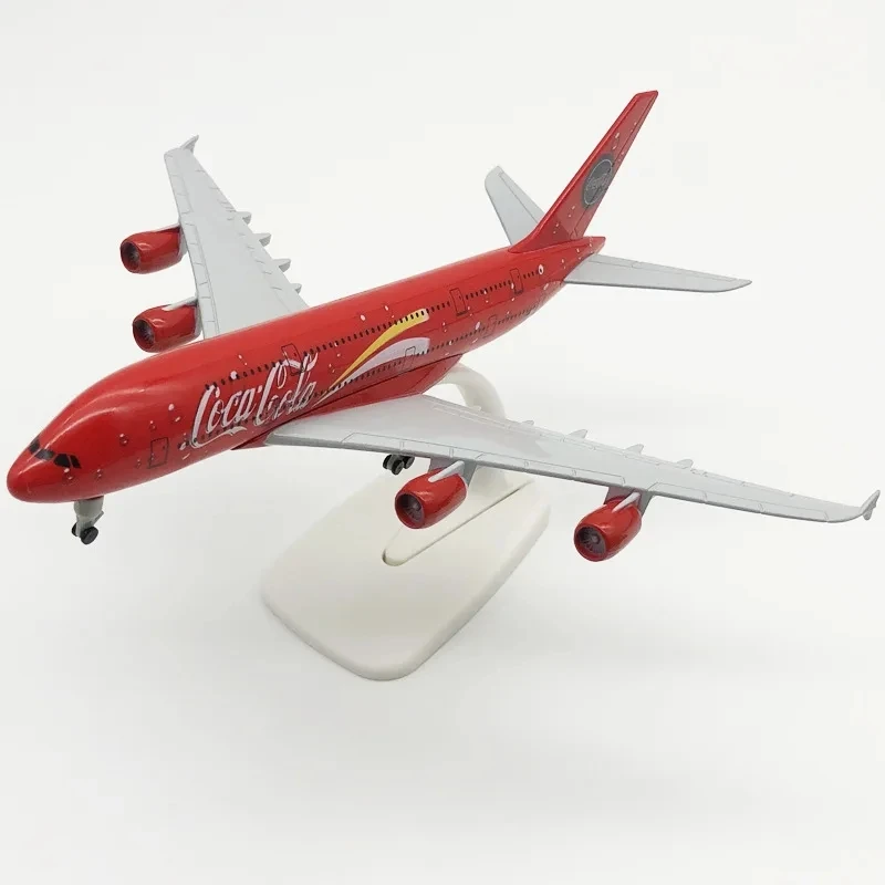 1:400 20cm Coca A380 Alloy Airplane Model Airplane Wheels Landing Gear Toys Collection Gift