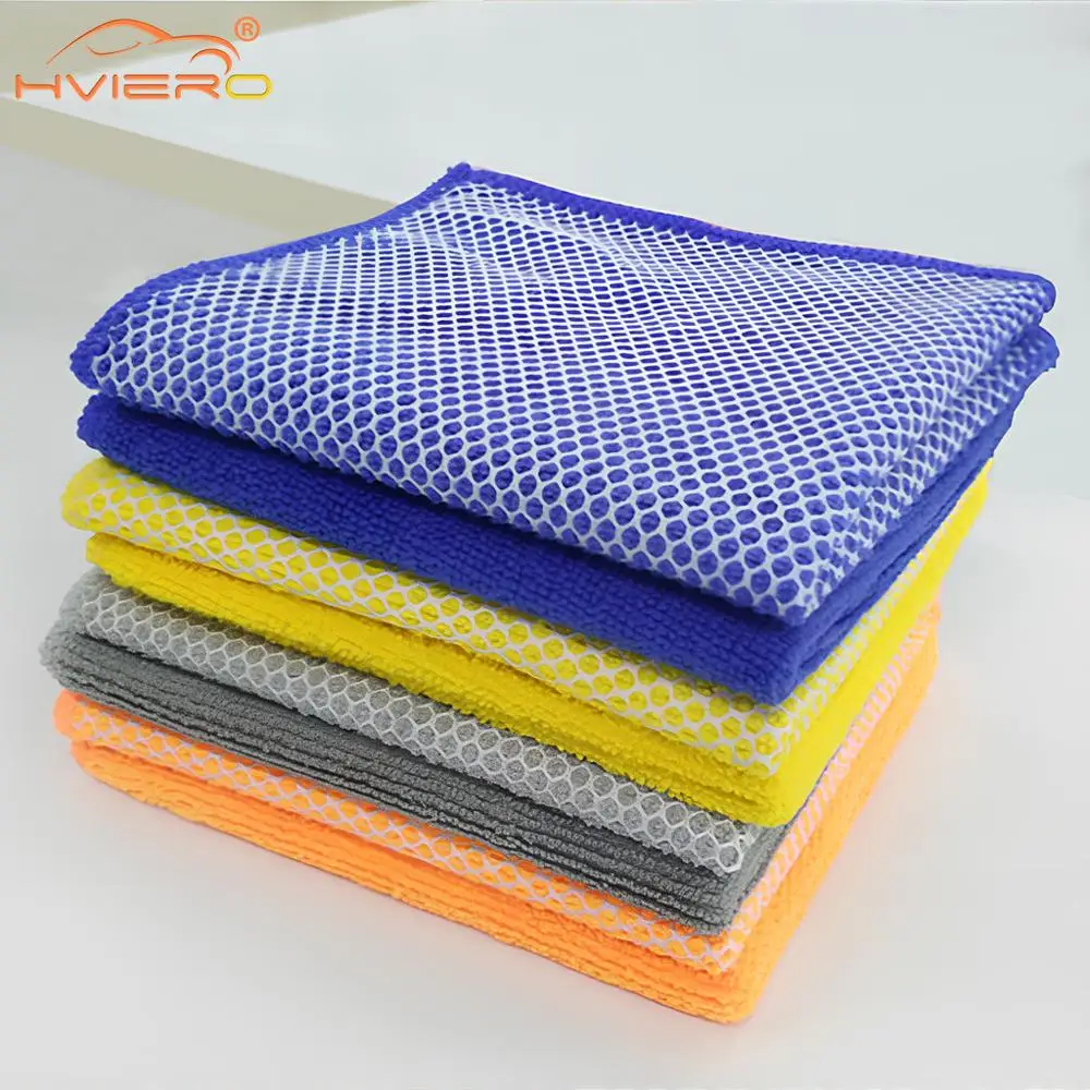 Car Washer Cleaning Tools Desk Wipe Ultra Fine Fiber Thickened Cotton Dishwashing Cloth Double-sided Mesh Towel Kitchen Scouring