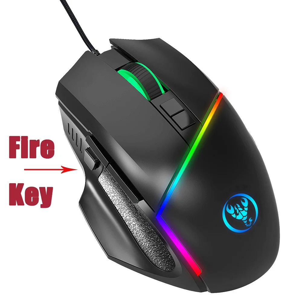 

Gaming Mouse with Fire Key 12800DPI Heightened Fit Hand 8 Button Macro Program RGB Color Backlight Mechanical Micro Switch Mice