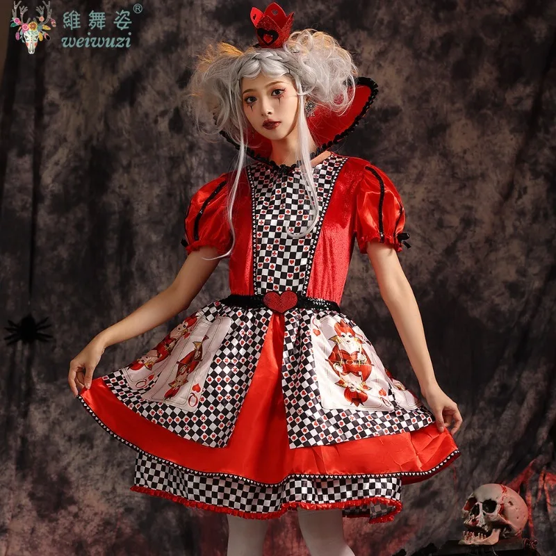 

Halloween Costume Queen Red Peach Tale Cosplay Costume Adult Women Kids Girl Stage Perfermance Fancy Outfit Parent-Child Dress