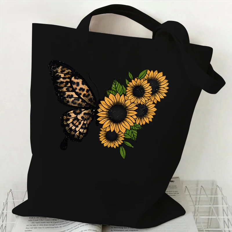 Sunflower Butterfly Women\'s Handbag Purse Fashion Shoulder Bag Eco Large Capacity Shopping Tote Beach Bag Students Schoolbag