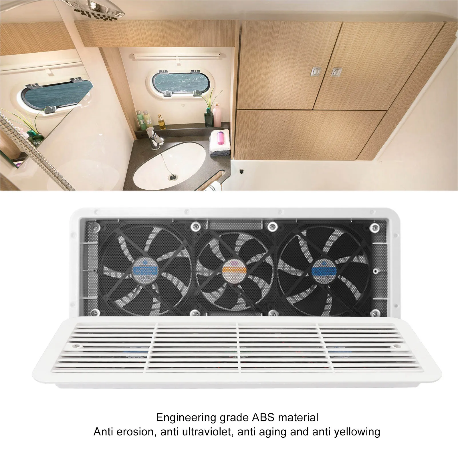 RV Refrigerator Ventilation Exhaust Fan 12V Three Fans Quiet RV Side Vent Fan with Protecting Net for RV Motorhome Yacht Boat