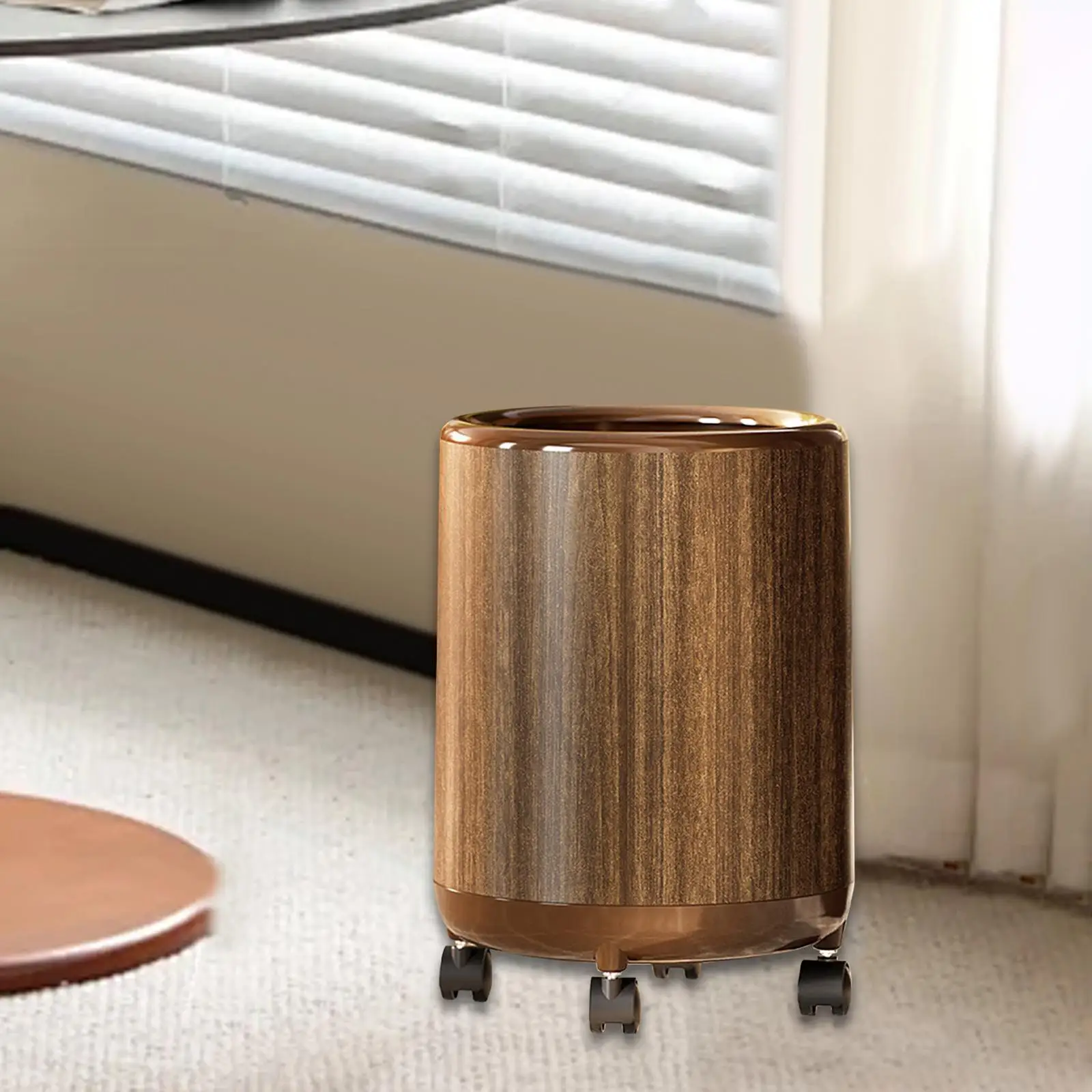 Trash Can Imitation Wood Grain Stylish Storage Bin For Toilet Study BedroomNice