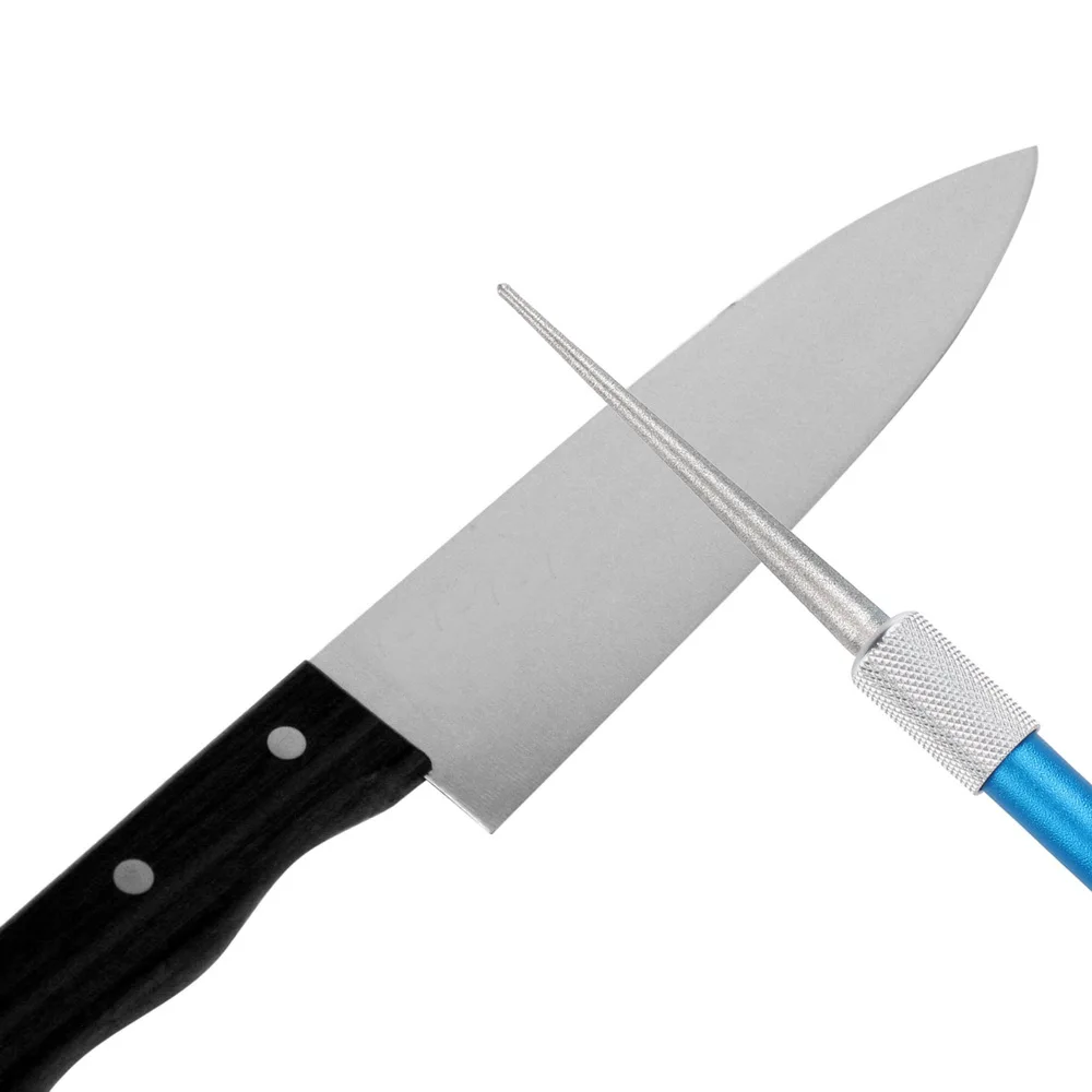 Pierre à aiguiser pour couteau à hameçon, acier au carbone plaqué diamant, affûteur de couteaux polyvalent 1 pièce outil d'extérieur forme de stylo