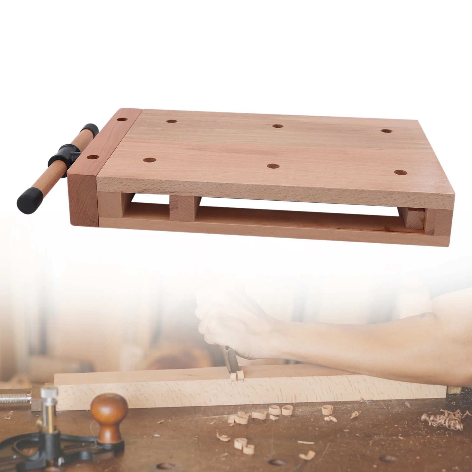 โต๊ะทำงานงานไม้แบบพกพาพร้อมคลิปยึดแบบ G สองตัว, โต๊ะทำงานไม้แบบตั้งโต๊ะพร้อมตัวจับยึด, เครื่องมือสำหรับยึดและแปรรูปไม้