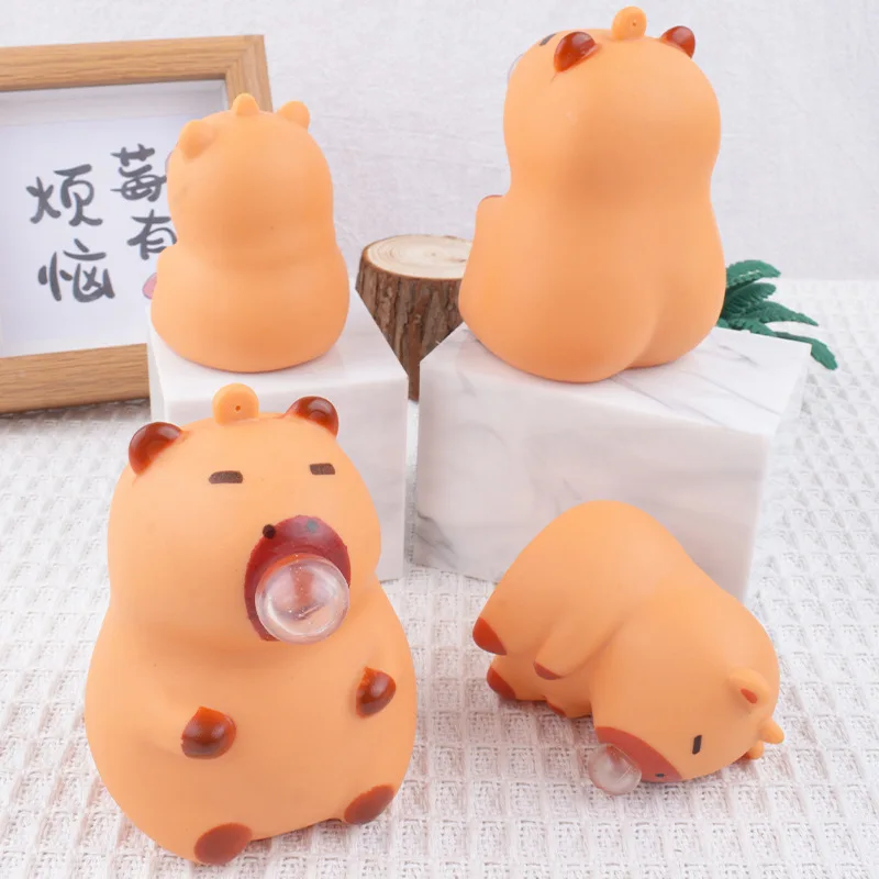Cute Capybara Pinch Toy Spit Bubble Funny Relax Ball Sensory Fidget Toys Small Squeeze Ball Toys For Kids Aldult Gift