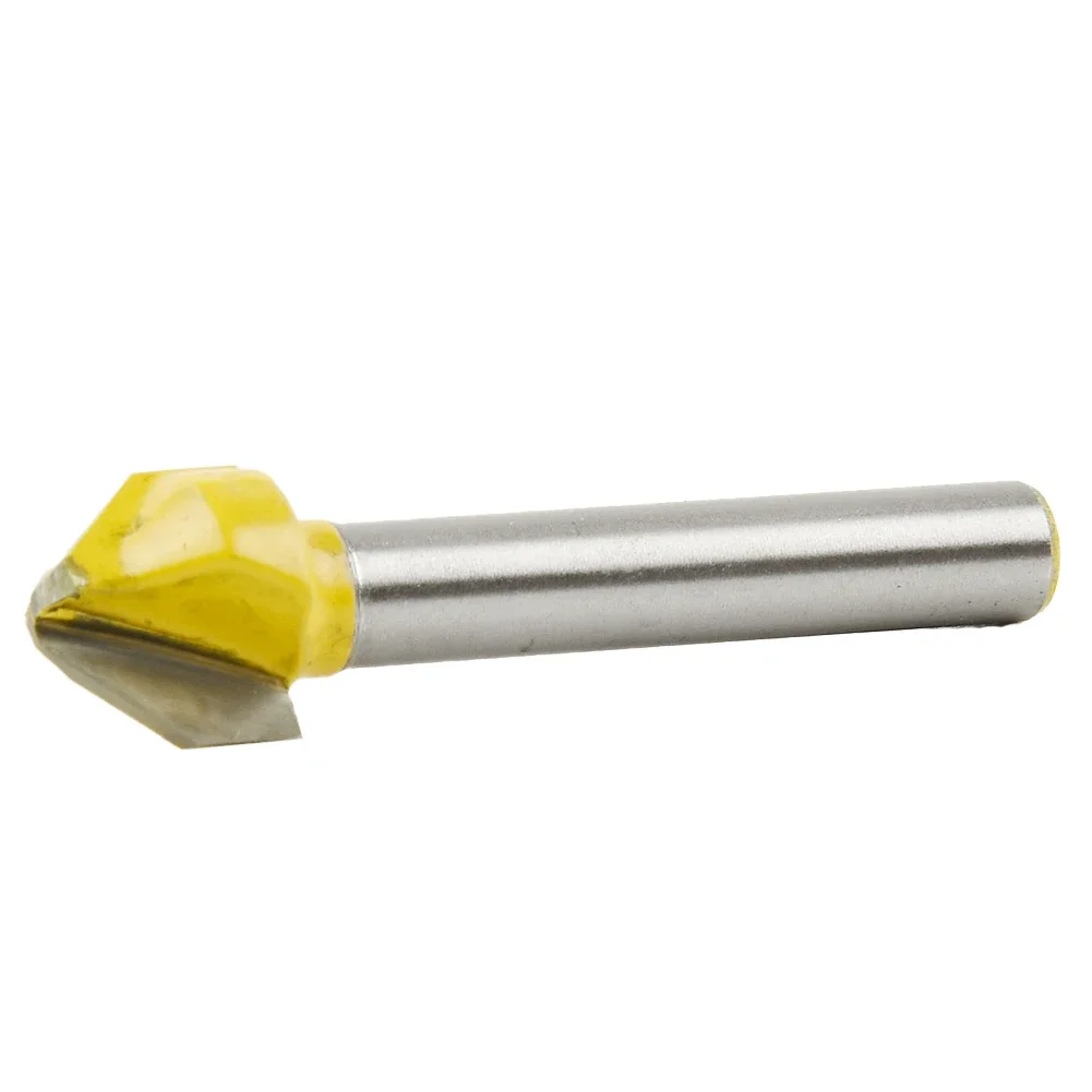 Cutting Performance Acrylic Engraving And Chamfer Router Bit High Strength V-shaped Yellow/Silver 90 Degree Carbide