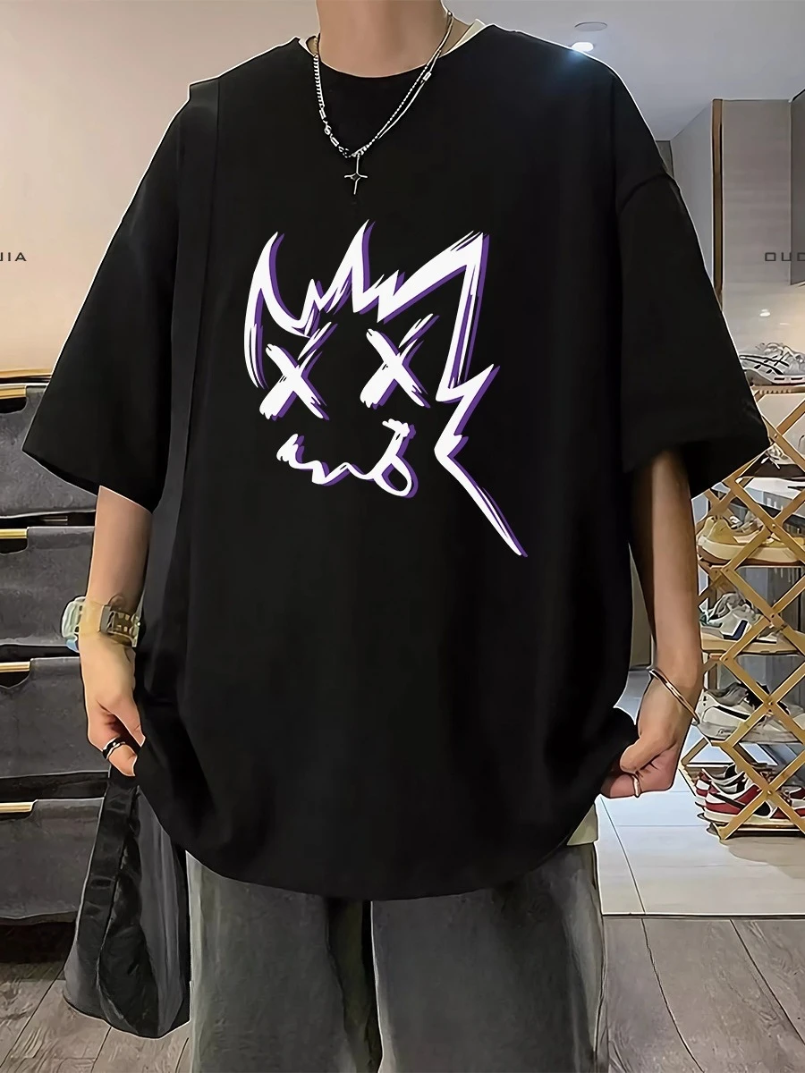 T-shirt à manches courtes en coton épais pour hommes, ample, grande taille, Style Ins Hong Kong, haut polyvalent à col ras du cou, printemps et été