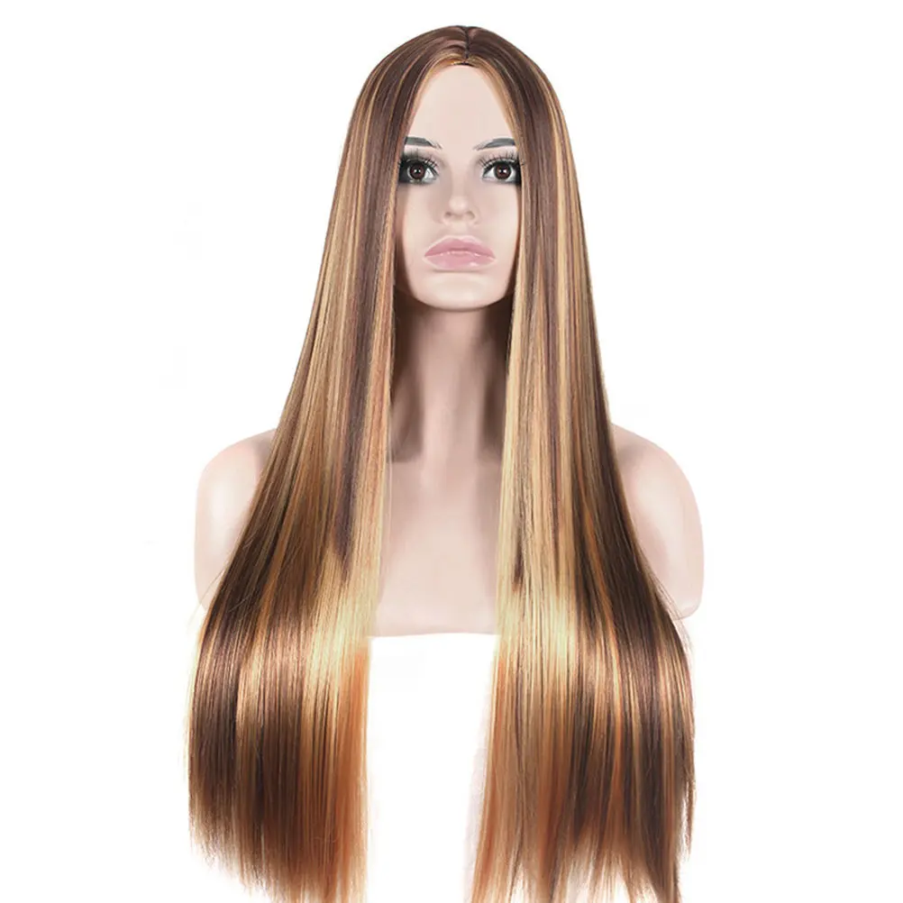 ロングストレート高温耐熱ワイヤー自然な見た目脱落しない洗えるヘアピースヘッドドレス女性ヘアスタイル
