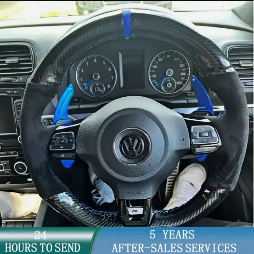 Maßgeschneiderte Auto-Lenkradabdeckung, Handnähen, Kohlefaser-Leder, für Volkswagen Golf 6 GTI MK6 / Polo GTI / Scirocco R ﻿