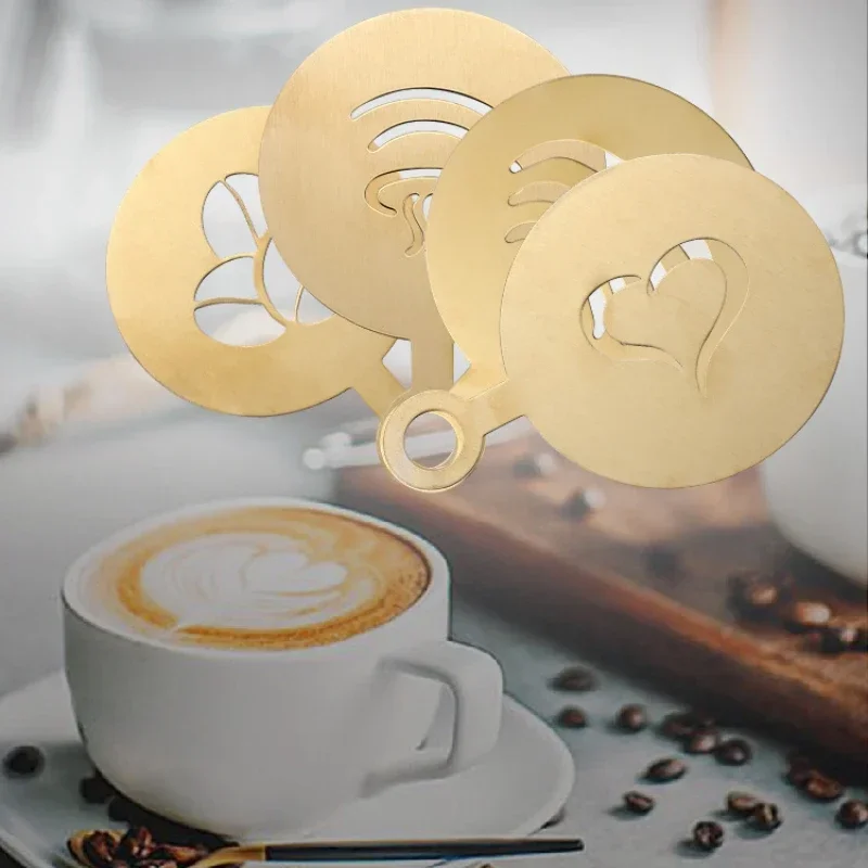 Stainless Steel Coffee Stencil Latte Cappuccino Decorating Stencils Cake Cookie Spray Paint Art Baking Mold For Barista Template