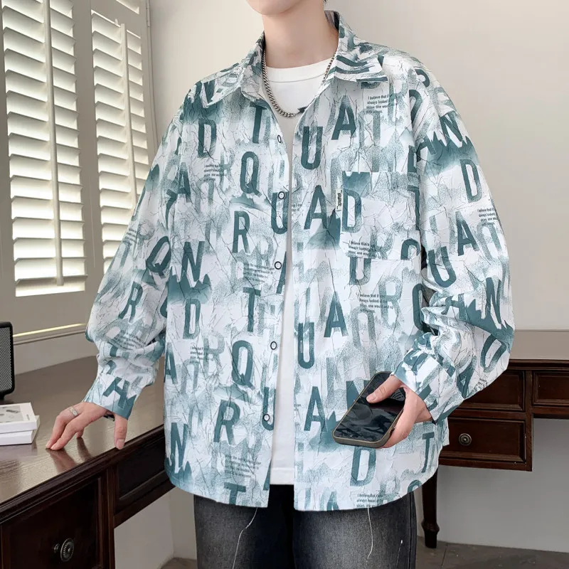 

Мужская повседневная рубашка с длинным рукавом, весенне-осенняя, универсальная, свободного кроя, модная верхняя одежда с воротником, стильная и элегантная.