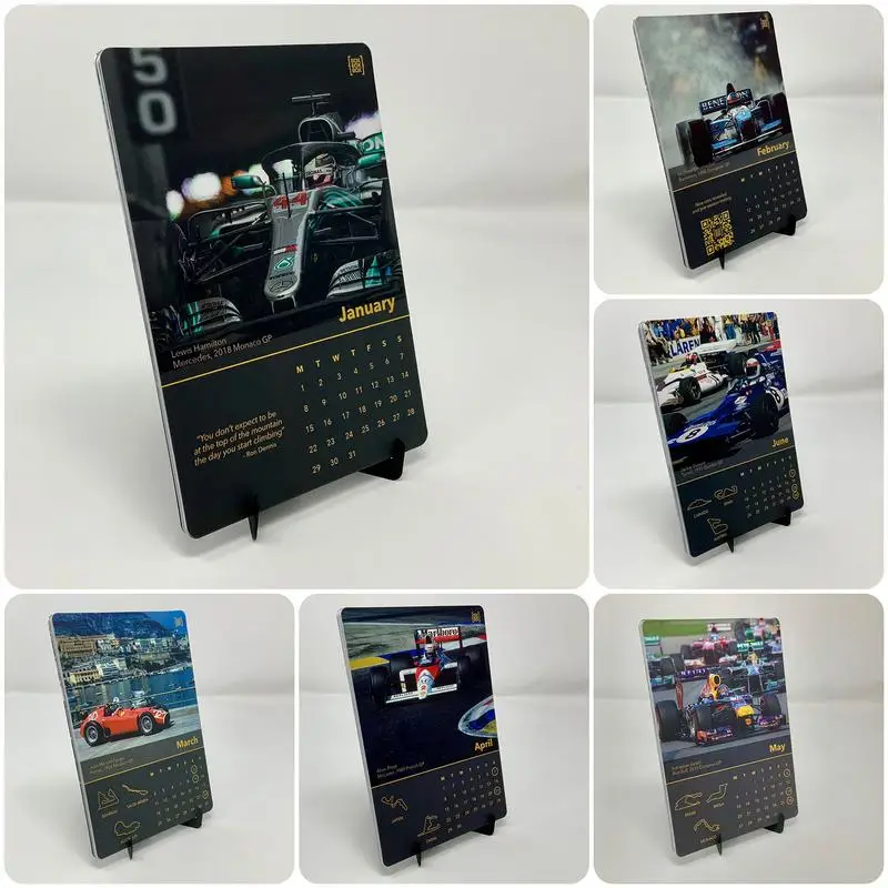 F1 Race Car Monthly Calendar F1 Wall Calendar 2024 Portable Desk Calendar Planner Story Image for Bedroom Living Room Table Desk