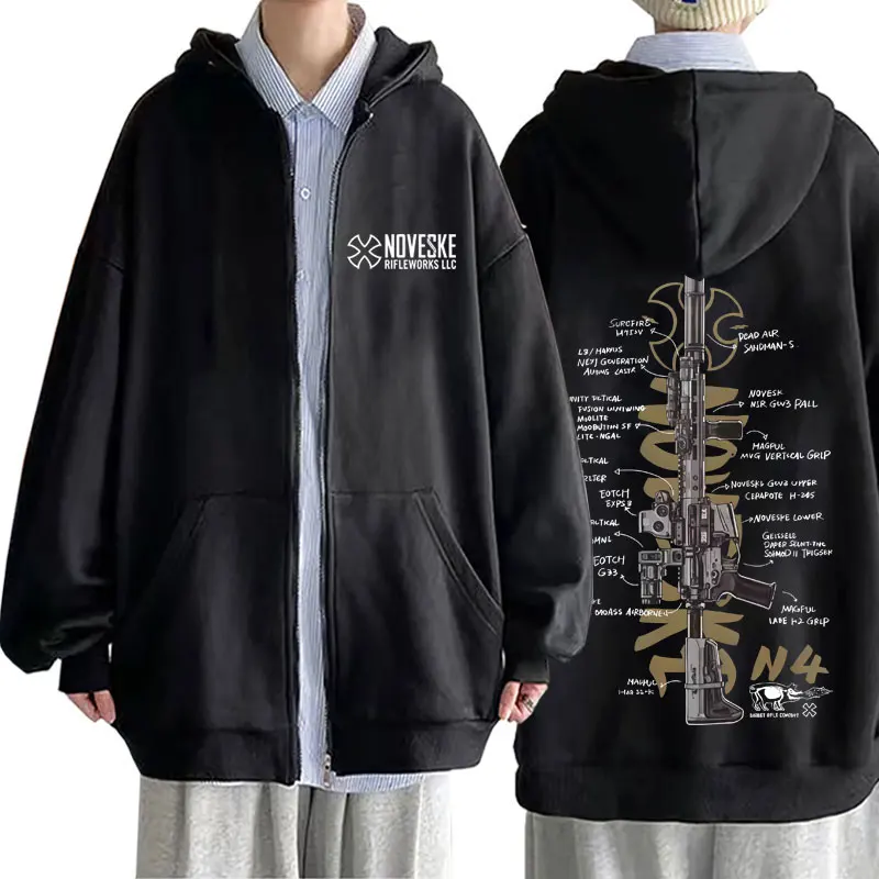 

NOVESKE N4 Tactical Army Fan Club Outdoor Training Competition Zipper Hoodie Men Women Vintage Fashion Oversized Zip Up Hoodies