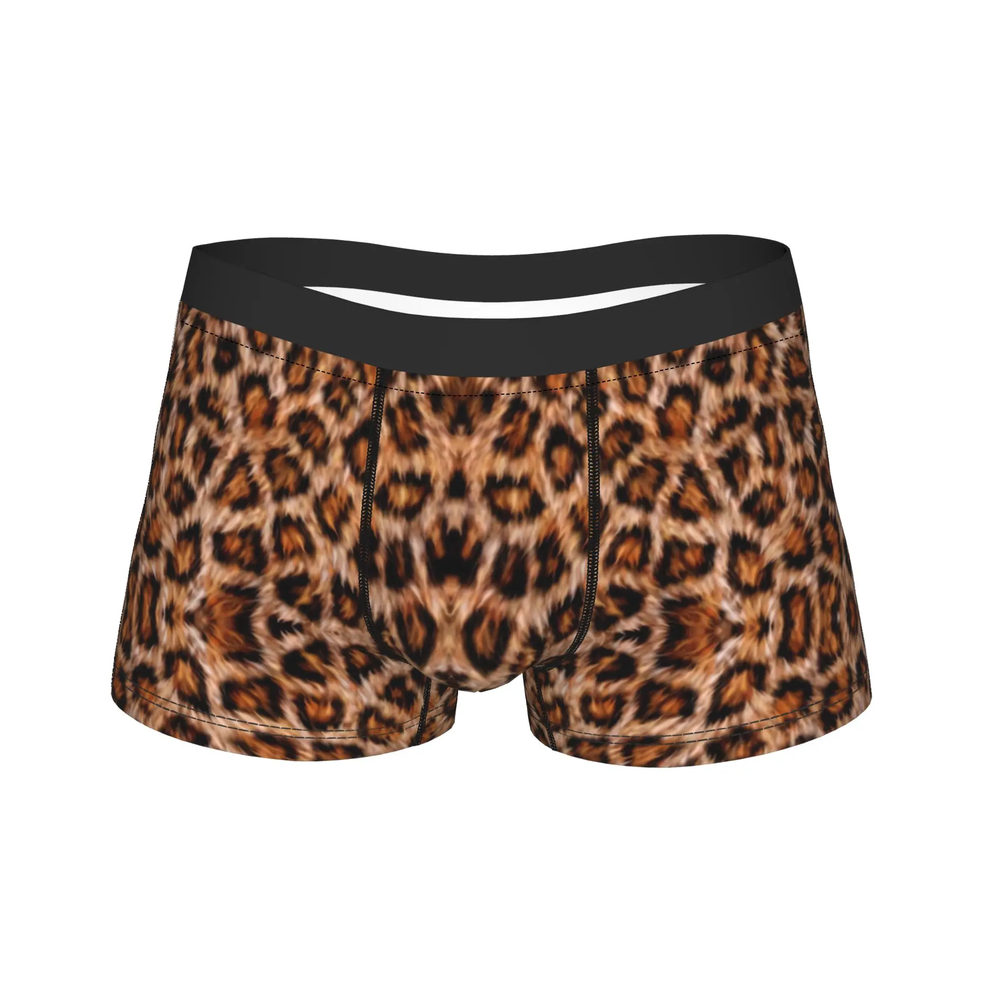 

Leopard Print Trunk 3D Pouch Underwear Quality Printed Boxer Brief Funny Men Panties Plus Size