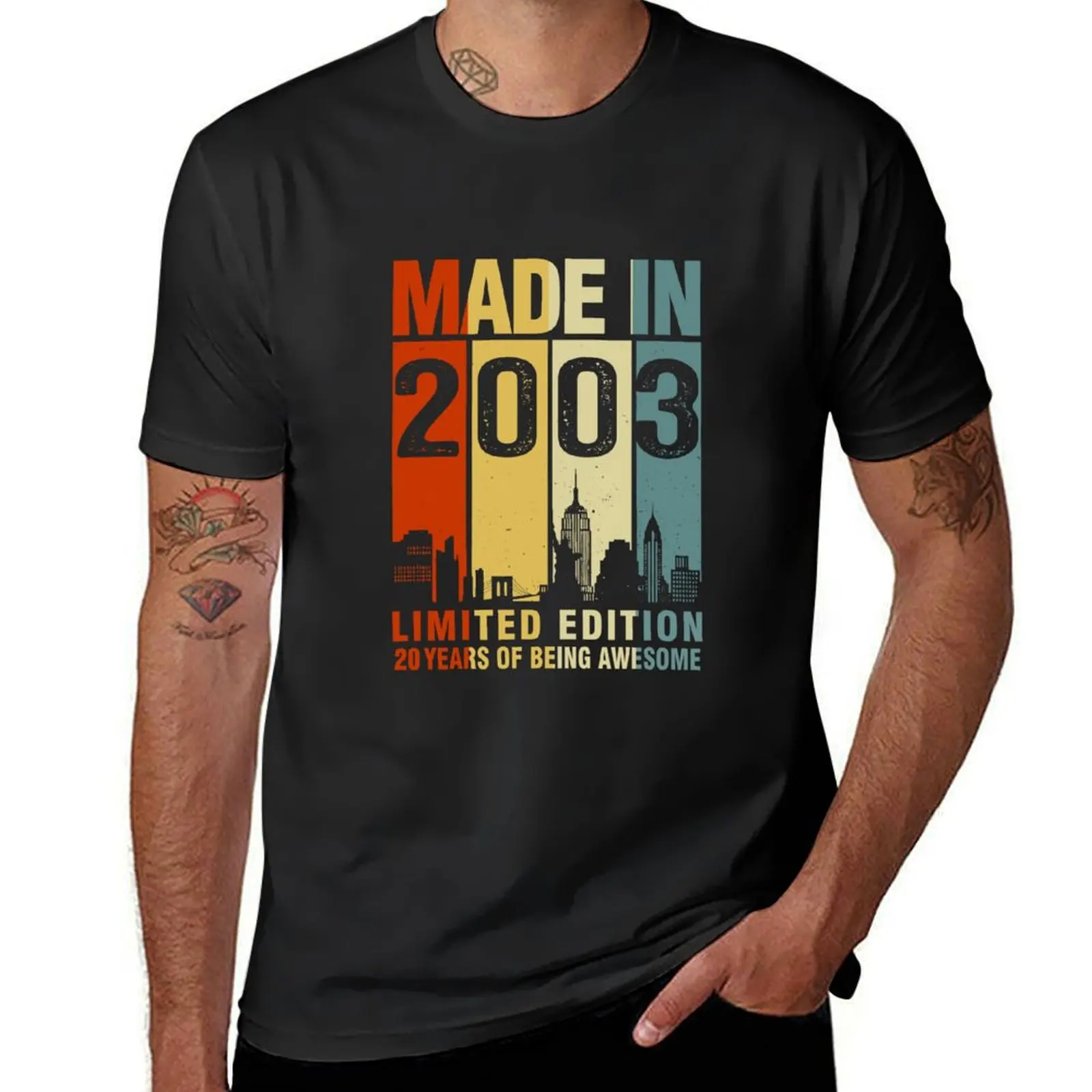 20th Birthday Gift Made In 2003 Limited Edition T-Shirt graphics hippie clothes black t shirts for men