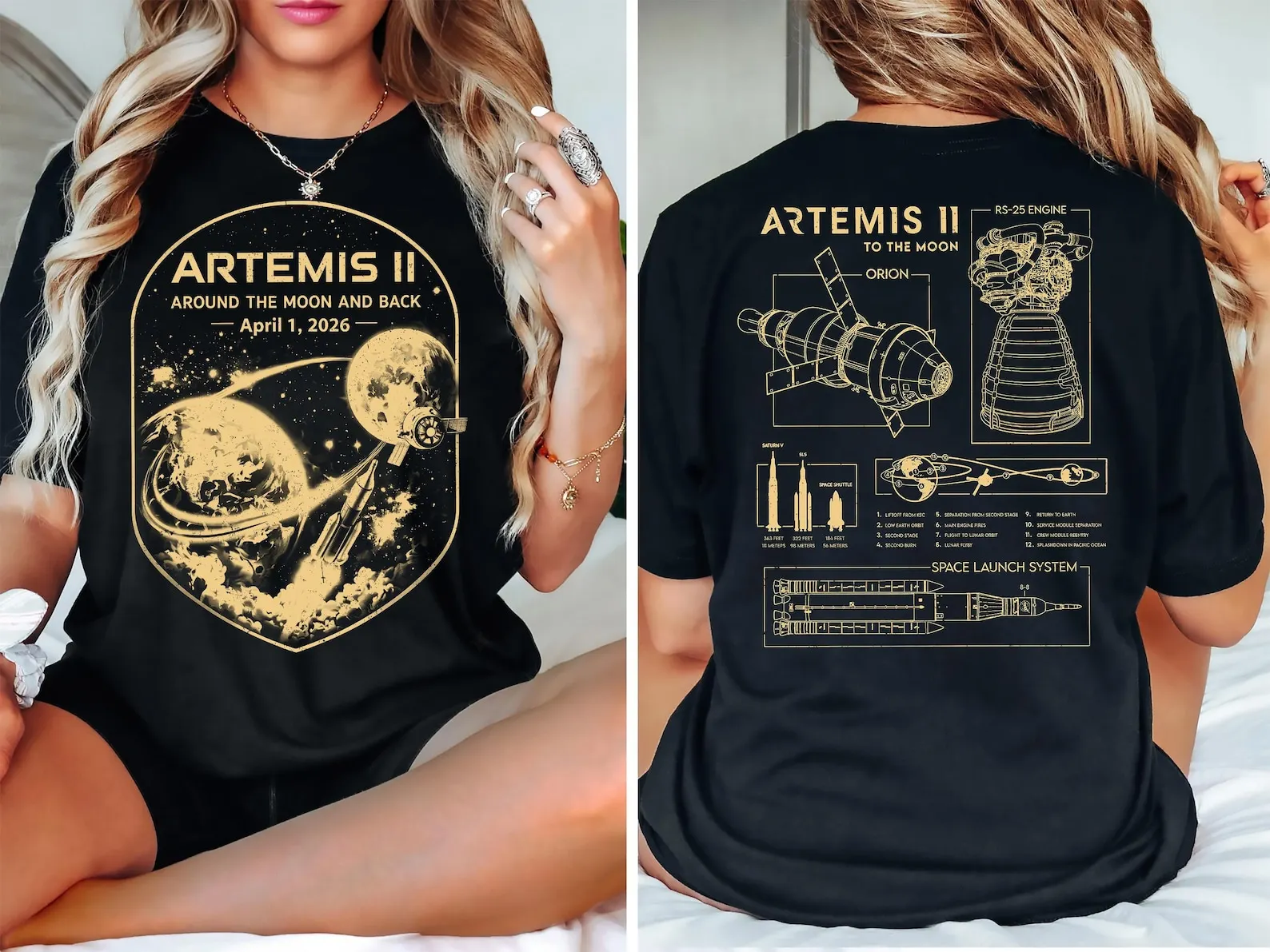 Artemis II Rocket Launch shirt, Artemis 2 Journey Around the Moon Tee, Space Exploration Unisex Cotton Tee T-shirt