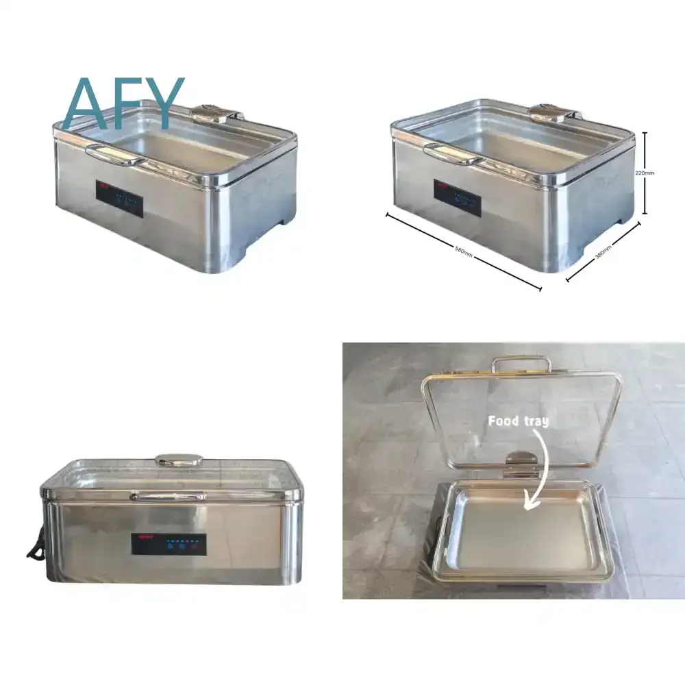 Commercial Electric Rectangular Stainless Steel Chafing Dish Food Warmer Buffet Set for Warming Holding Equipment for
