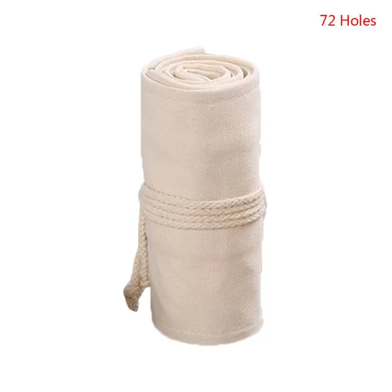 Imagem -03 - Buracos Lona Roll up Caneta Cortina Lápis Bolsa para Case Maquiagem Envoltório Titular Bolsa Armazenamento 12 24 36 48 72