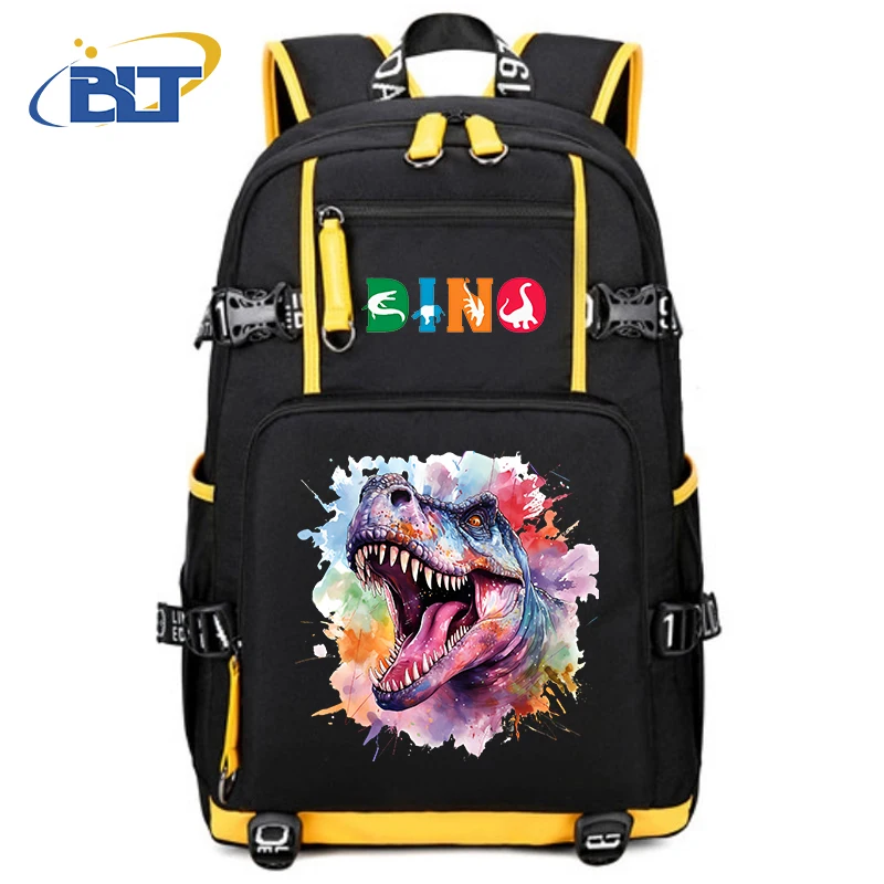 Tas punggung kapasitas besar, tas Travel kapasitas besar, tas sekolah siswa, ransel anak muda, motif dinosaurus, tas sekolah kapasitas besar, tas hadiah anak-anak