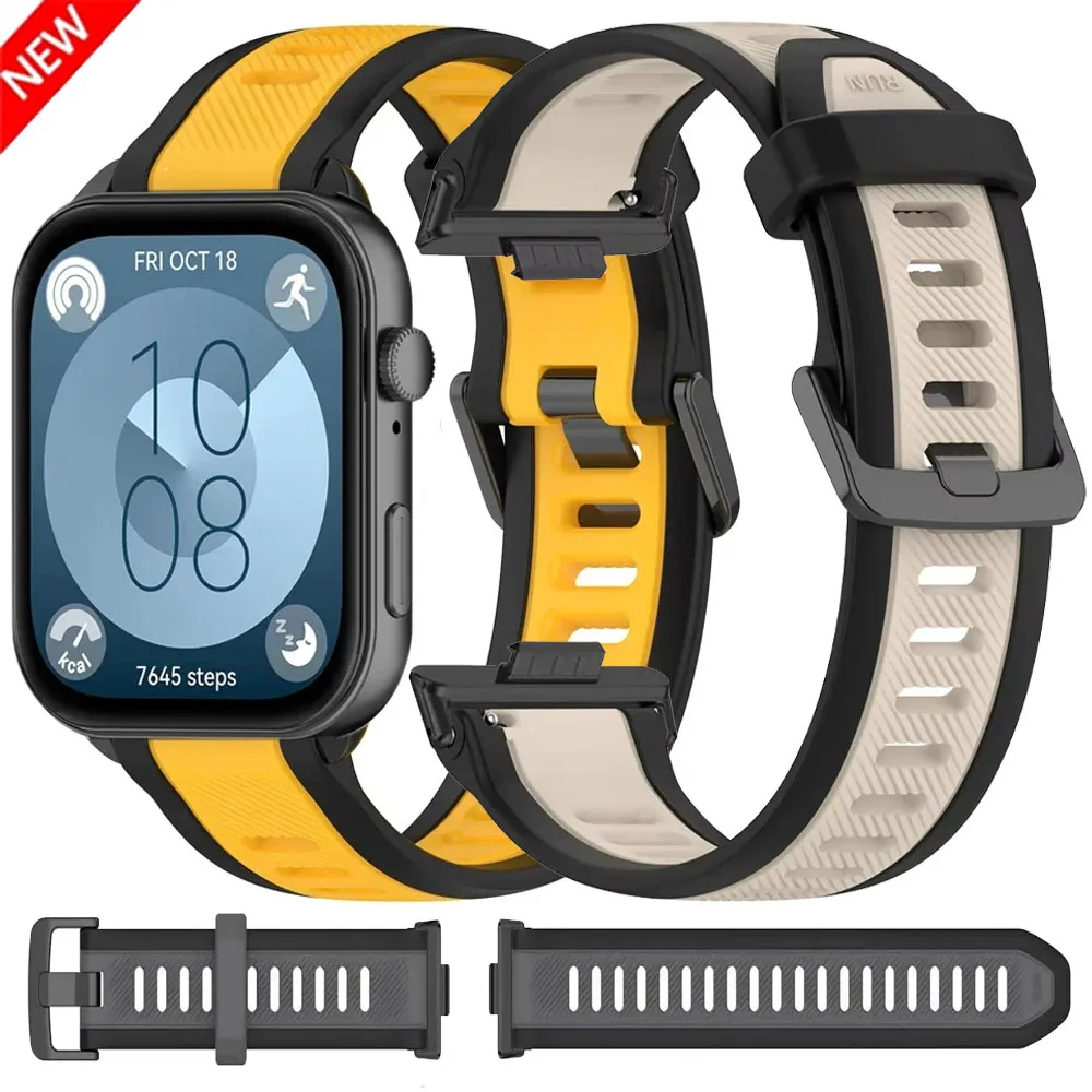 Bracelet en Silicone pour montre Huawei Fit 4/3, Bracelet de sport bicolore remplaçable, accessoires pour montre Huawei Fit 4 pro