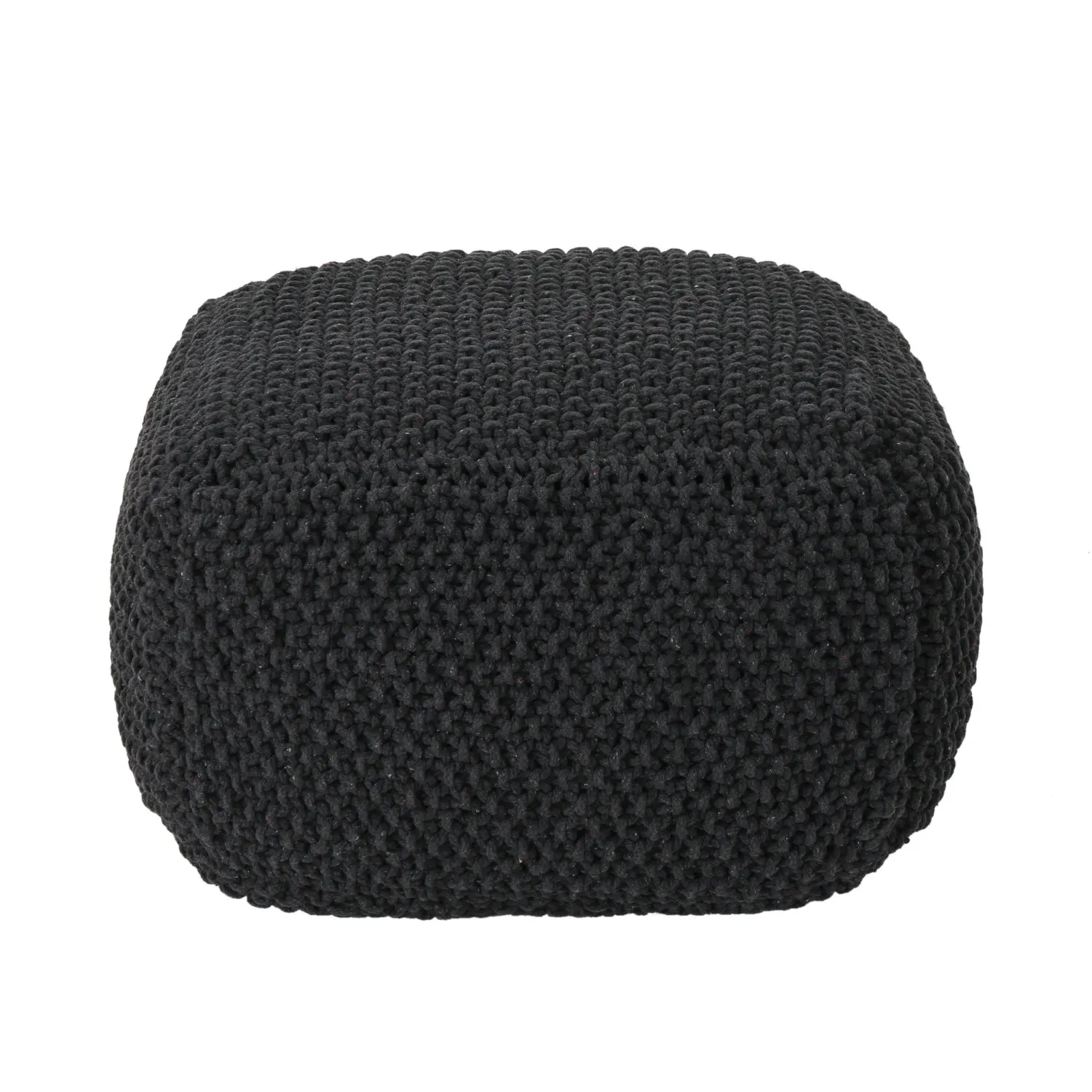 Hollis Knitted Cotton Pouf 20x20x16 - Stylish and Comfortable Pouf Cube for Home décor