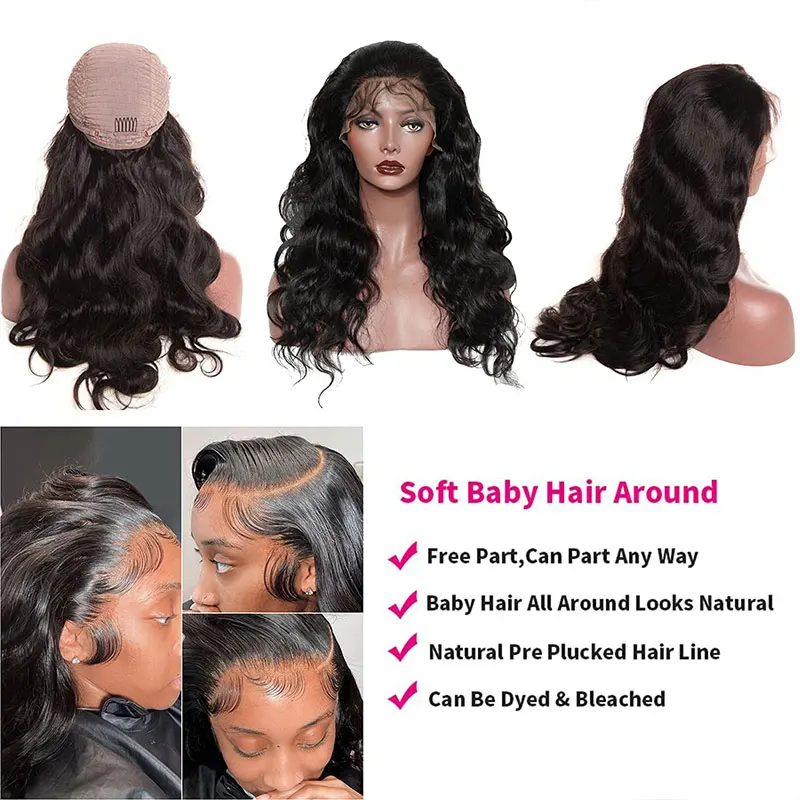 Body Wave Human Hair Wig T Part Lace Frontal Wigs For Black Women Transparent Lace Closure Brazilian Remy Hair Wigs PrePlucked