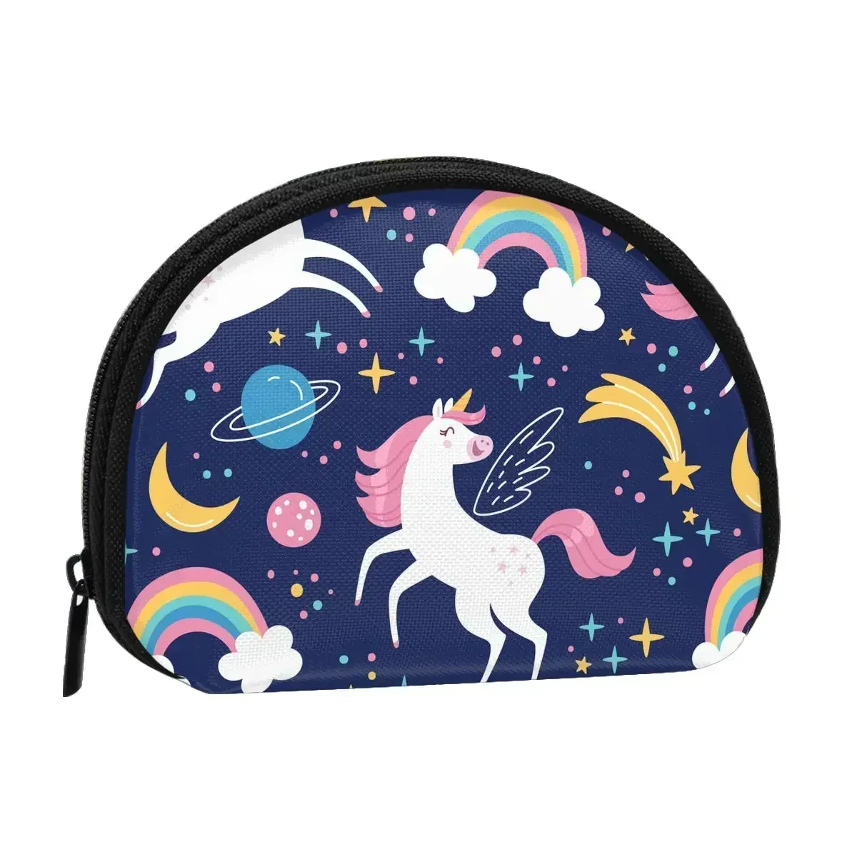 

Many Cute Unicorns 3D Printing Coin Purse Ladies Shopping Portable Silver Bag Travel Credit Card ID Gift