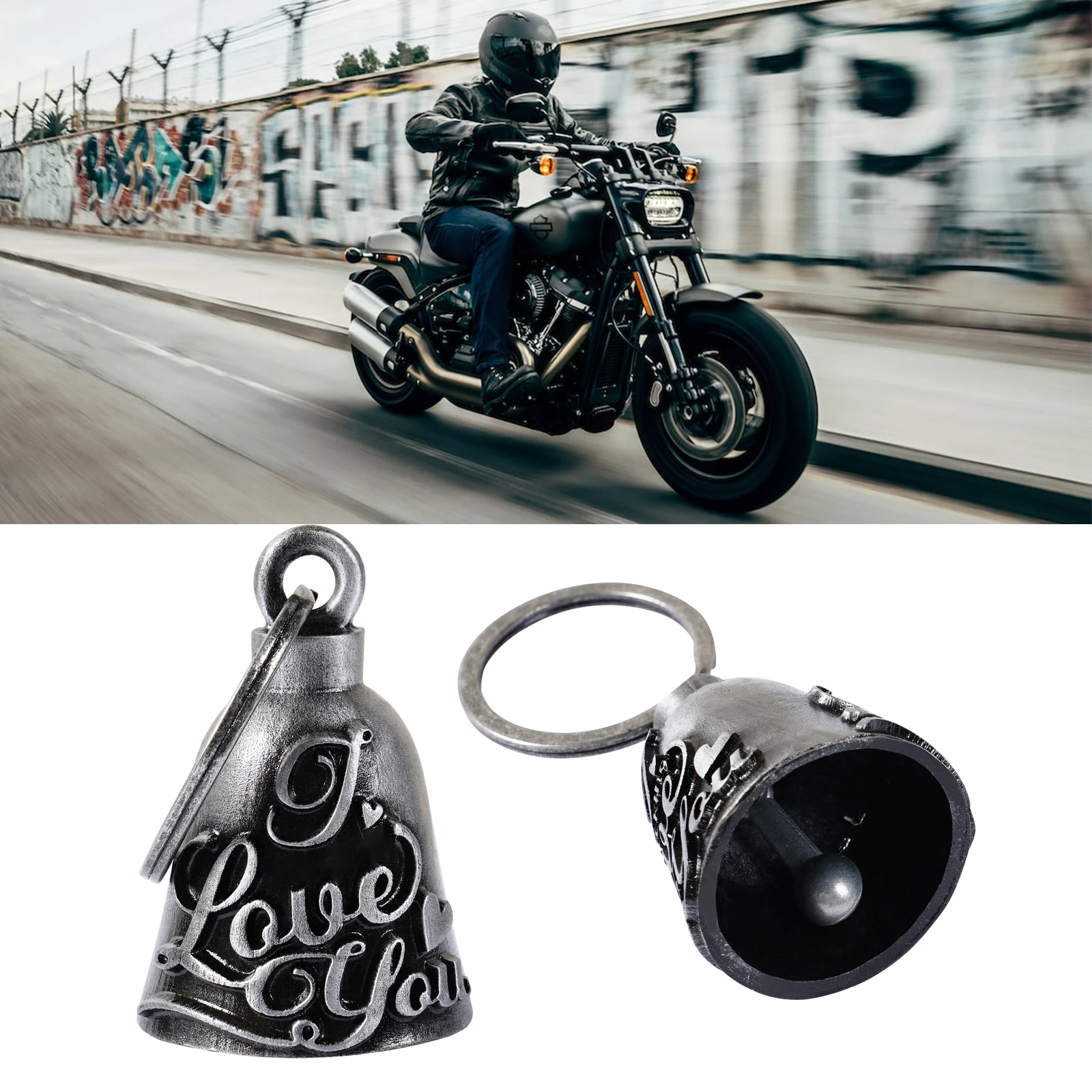Motorcycle Bell Guardian Angel Drive Away Gremlin, Biker Bell for Men Women Rider Riding, Good Luck Gift