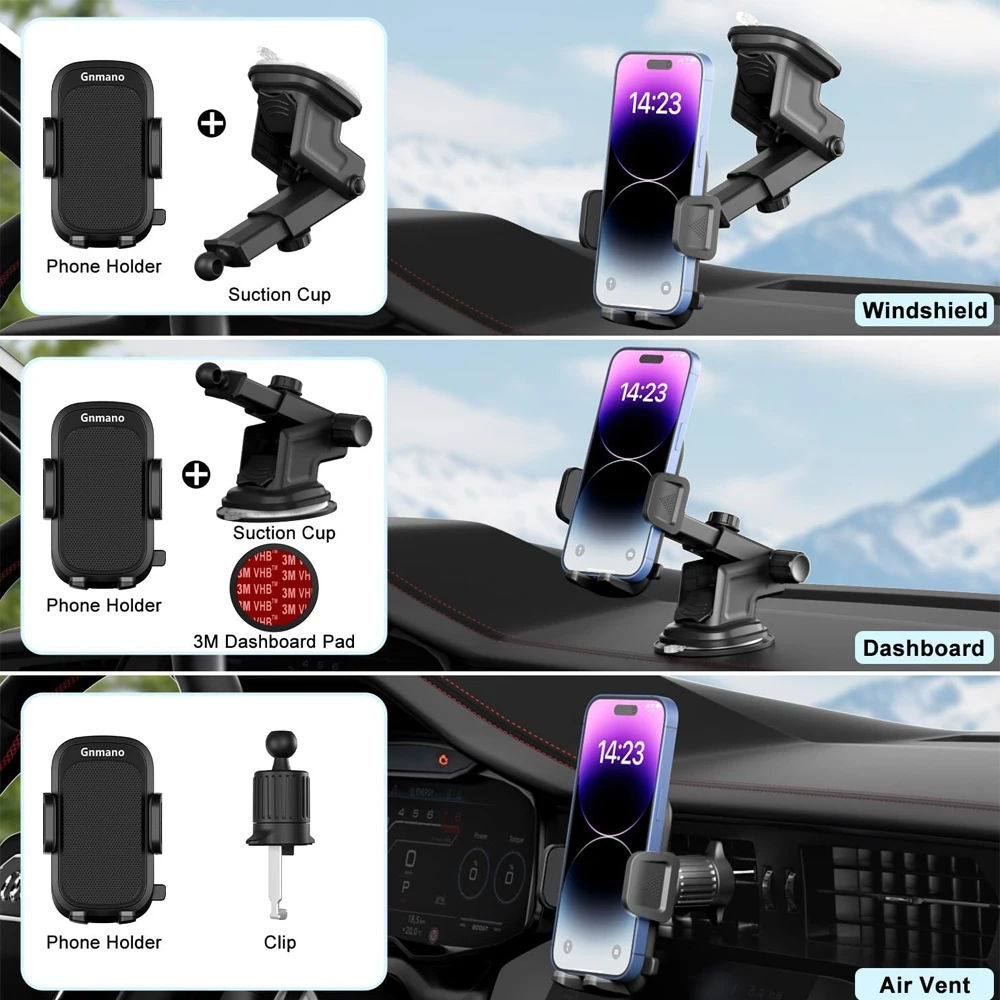 Xnyocn Car Phone Holder Sucker for Dashboard Windshield Vent Mobile Car Holder Clamp for IPhone Pro Max X Xiaomi Huawei Samsung