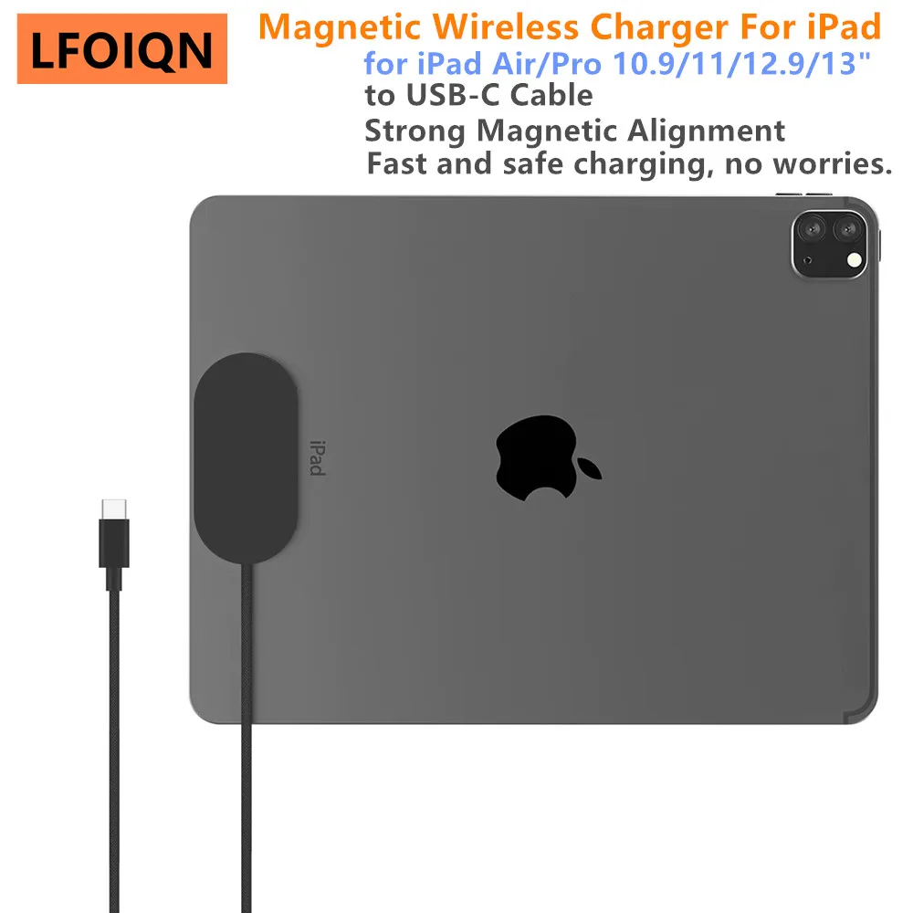 Cargador Inalámbrico Magnético para iPad Pro, Cargadores Inteligentes Portátiles de Carga Rápida con USB C a C para iPad Pro 11 12 9 13 pulgadas Tablet