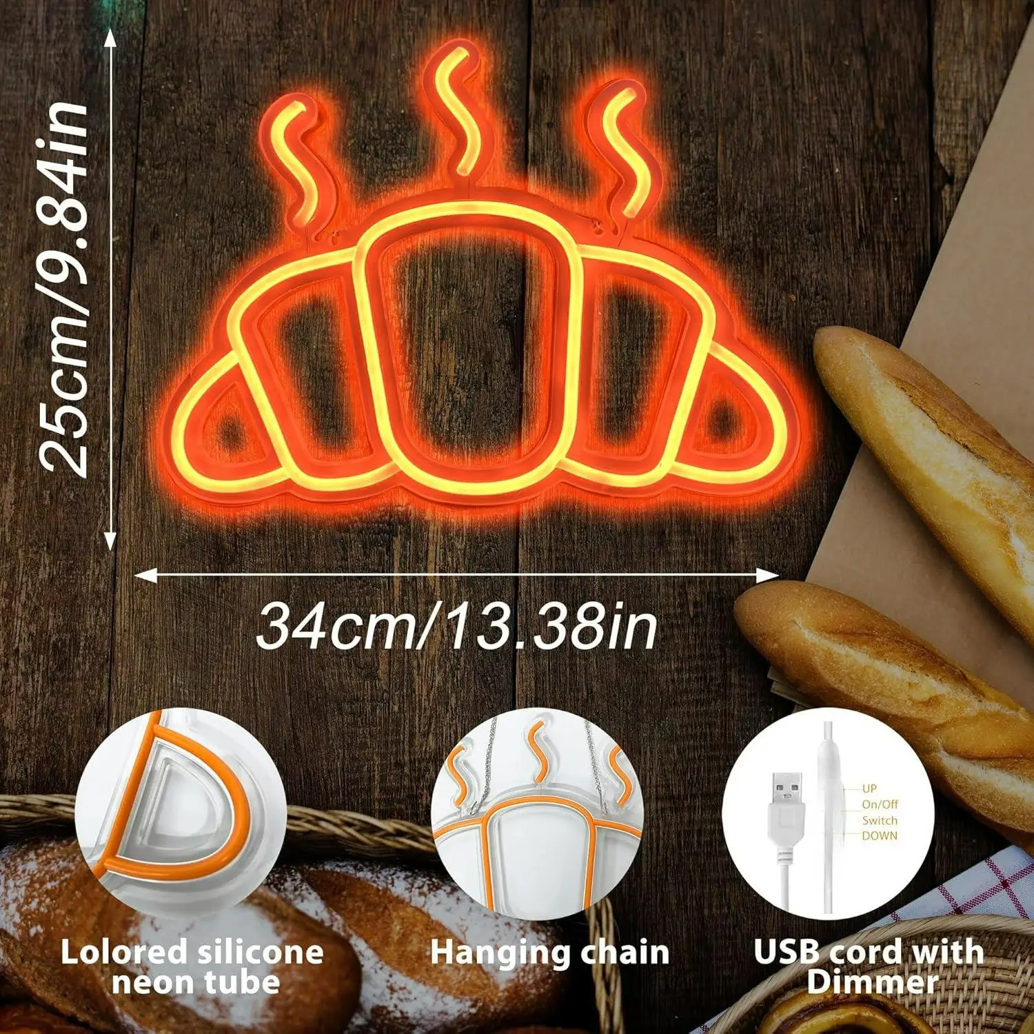 USB Croissant Neon Sign Light - usage example