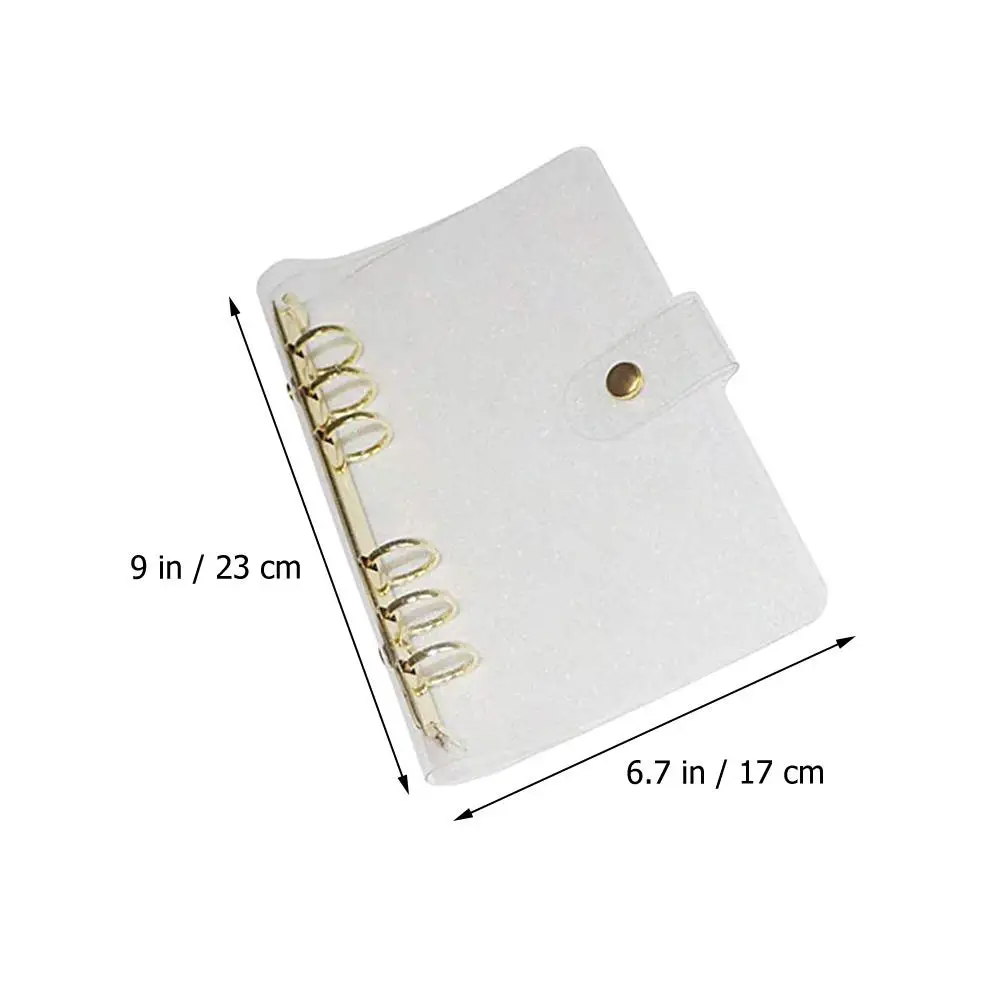 Glitter Binder Work Small Notepad Binders A5 Ring Folder Refillable Notebook Pvc for Planners Clear