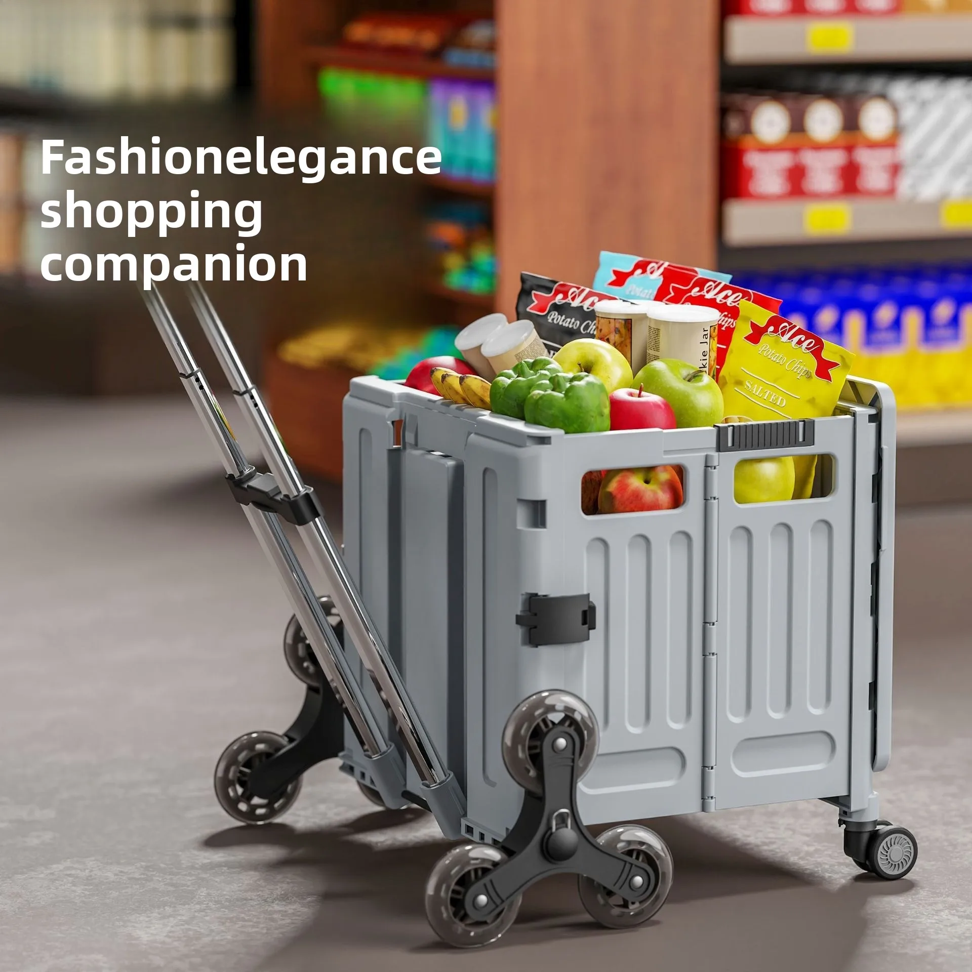 

Folding handcart, elderly shopping cart, vegetable cart, 8-wheel design climbing wheel, pull rod trailer, outdoor camping cart