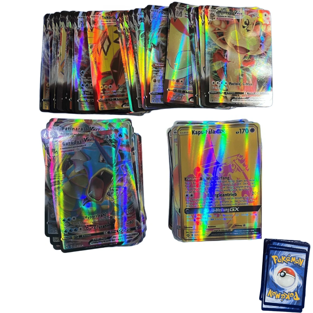 Pokemon Game Cards 60/100/200PCS English,German,Spanish,Korean,French Pikachu Charizard  Anime Trading Game Card PTCG Toy Gifts - Image 2