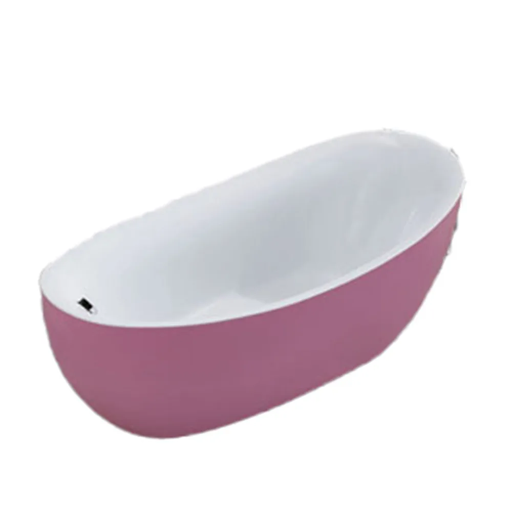 

Free Standing Soaking Bathtub Pink Color Classical Acrylic Bathtub