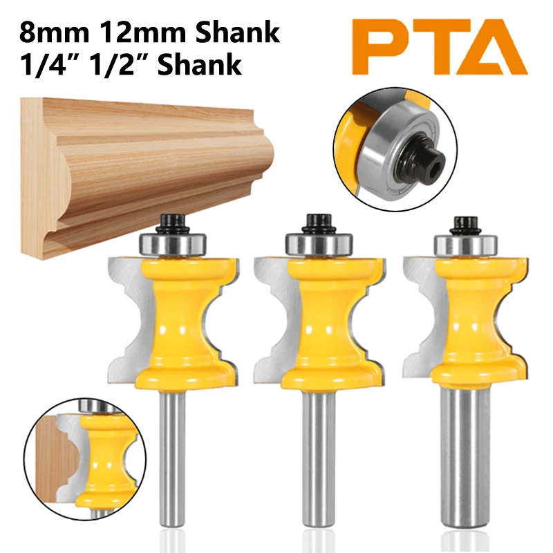 

PTA Bull Nose Molding Handrail Router Bits 6.35MM 8MM 12MM 12.7MM Woodworking Milling Cutter for Wood Face Mill End Mill