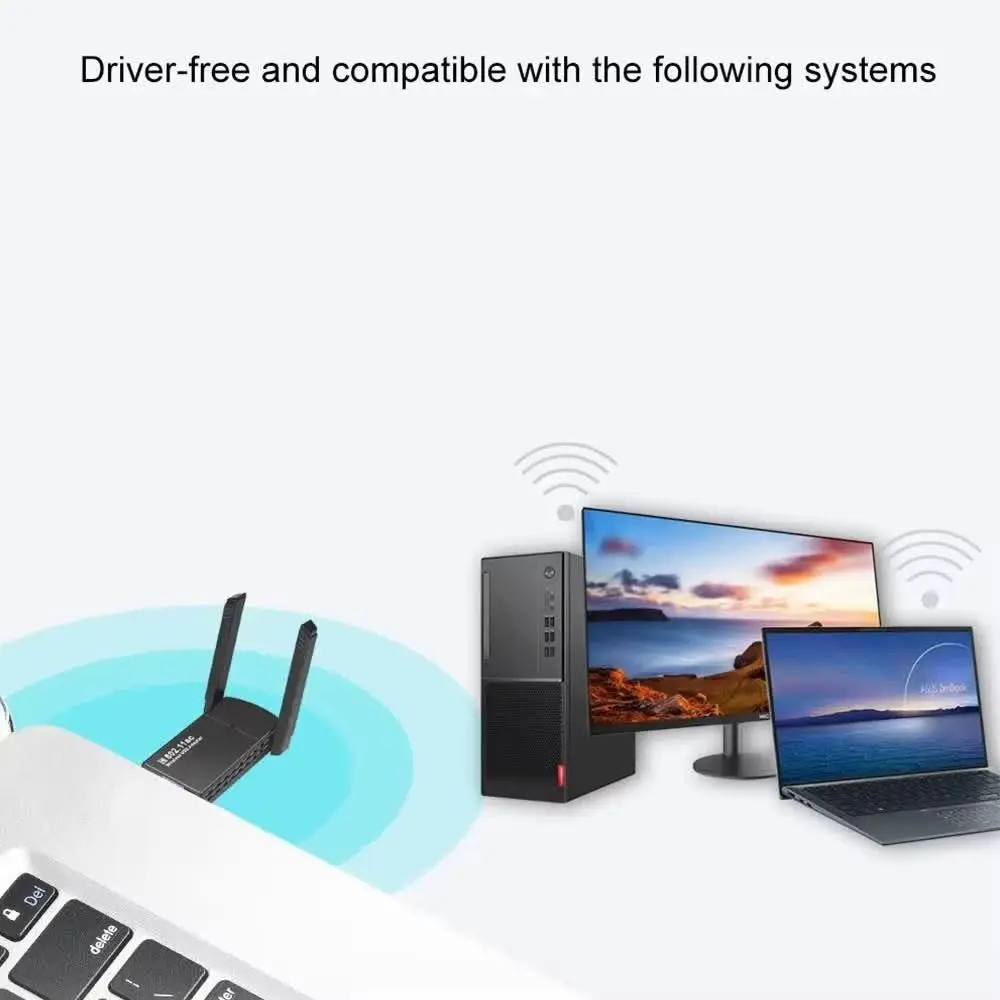 1300M ワイヤレスネットワークカード 2.4G/5GHz アンテナ PCIE WiFi アダプターデュアルバンド回転 USB Wifi アダプター コンピューター/電話/タブレット用