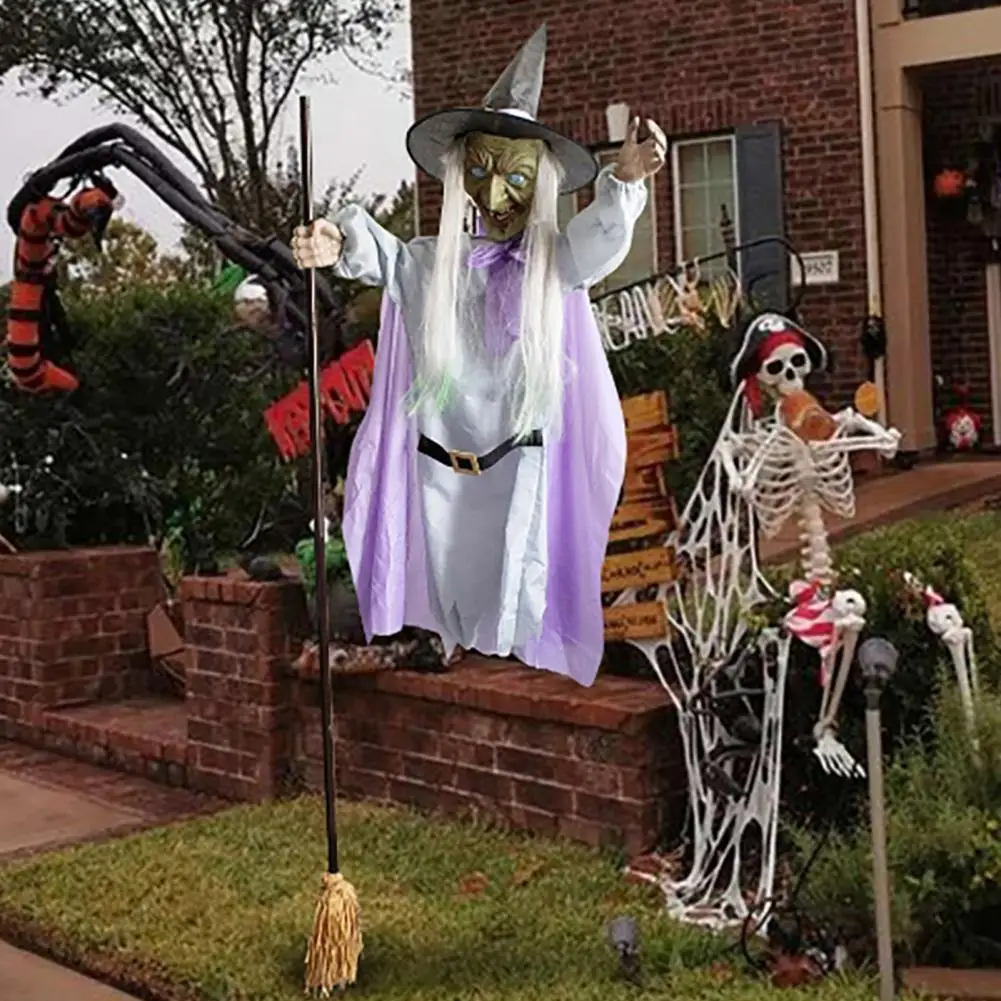 

Hover Witch Spooky Witch Prop Hovering Witch Halloween Decorations with Sound Sensors for Garden Yard Lawn Outdoor for Spooky