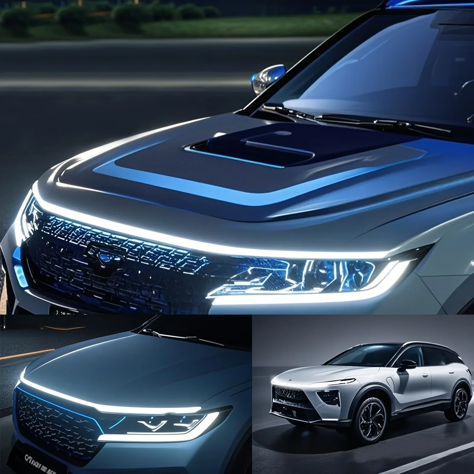 

New LED Car Hood Decorative Light Strip With Start Scan Meteor Dynamic Car Daytime Running Light With Turn Signal Lamp 12V