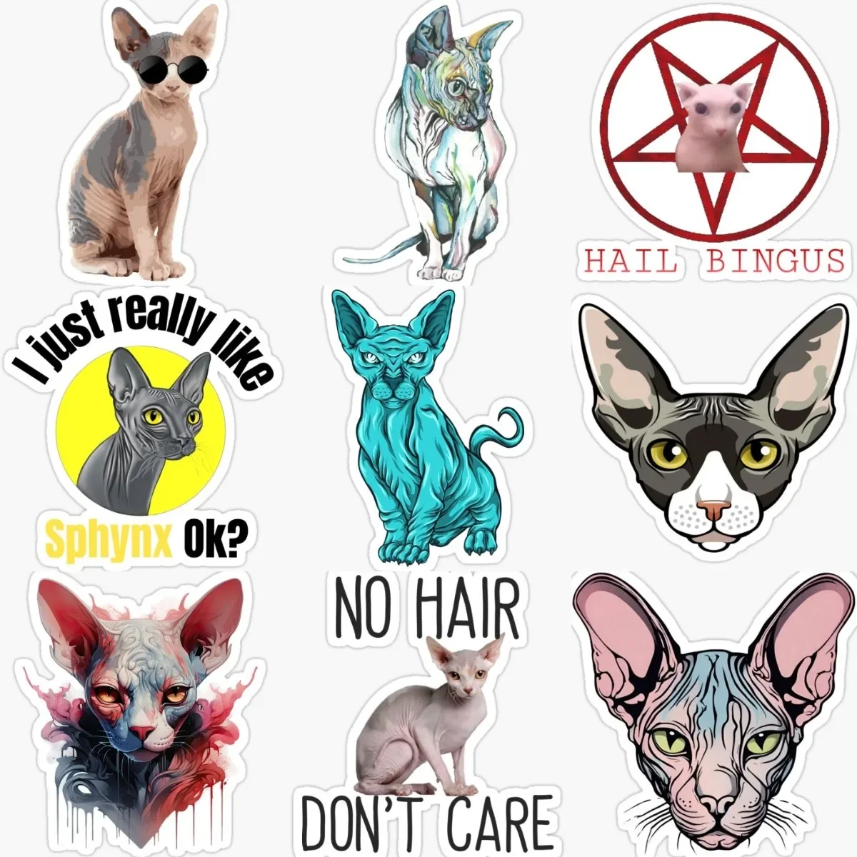 

Creative Canadian Hairless Cat Sphynx Cat Pets PVC Stickers for Decorate Car Van Fridge Wall Window Helmet Bicycle Bumper Decal