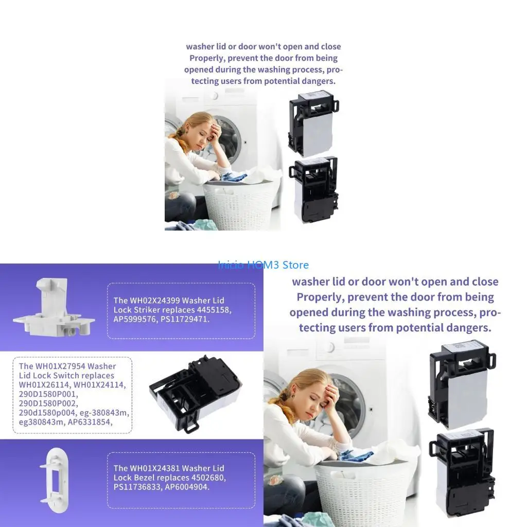 A5YD WH01X27954 Washing Machine Door Lock Assembly Repair Set Easy to Install