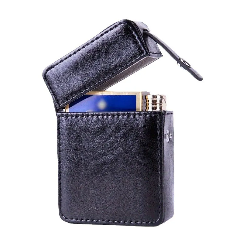 Classic Solid Color Cigarette Case with Lighter and Divider