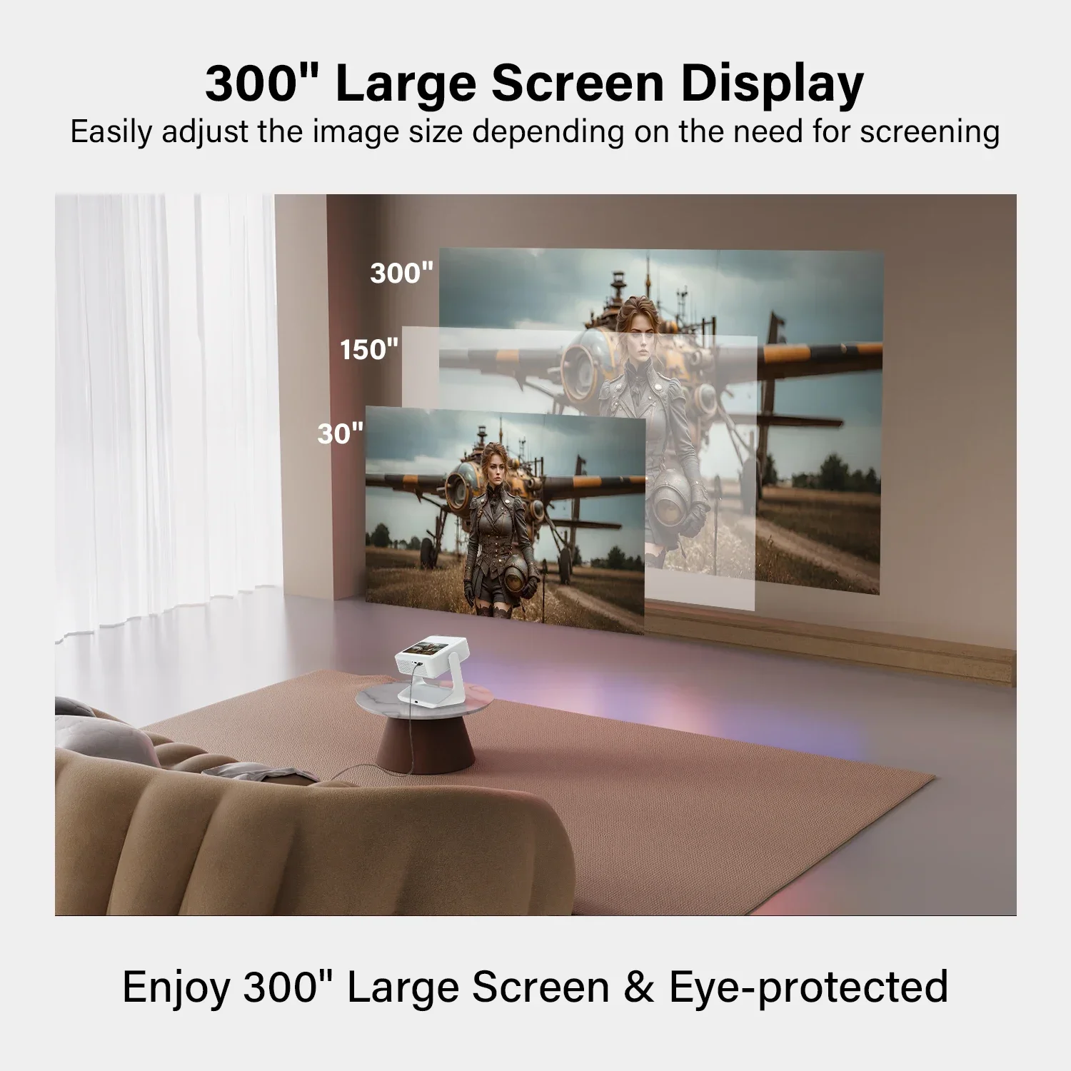 Netflix-projector 8 '' touchscreen 4K 1080P WiFi Bluetooth Android iOS Mirroring 180 °   Rotatie HDMI USB Gaming 30-300''