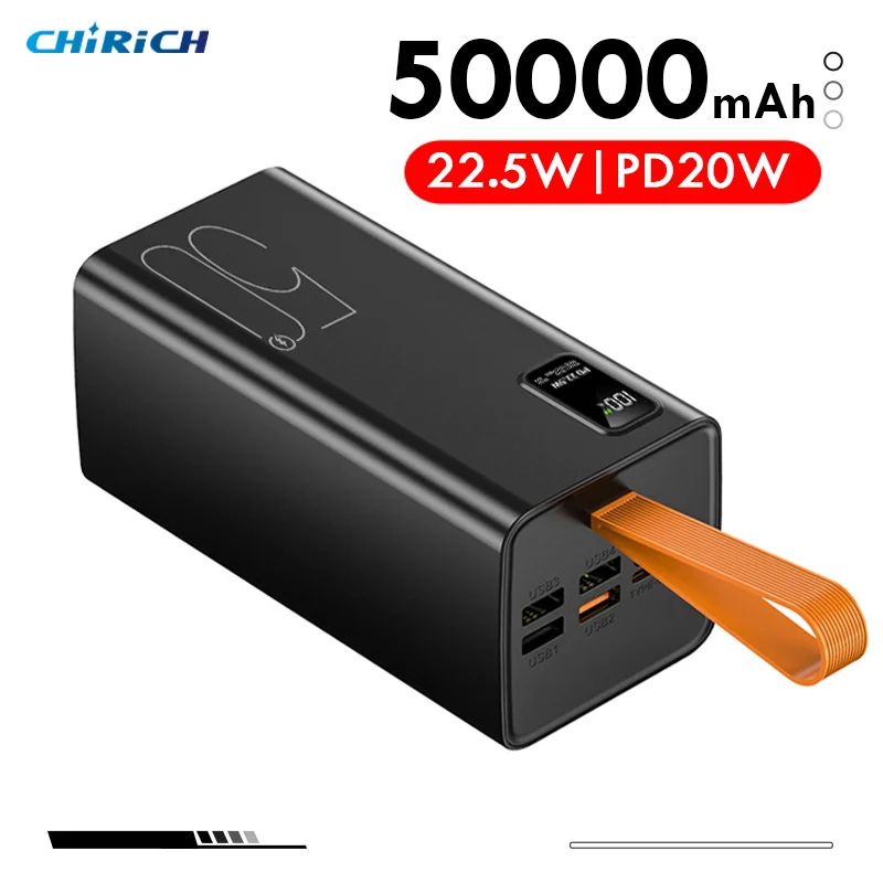 

50000mAh Power Bank Portable Large Capacity USB C 20W Fast Charging External Battery 20000mAh Mobile Powerbank For iPhone Xiaomi