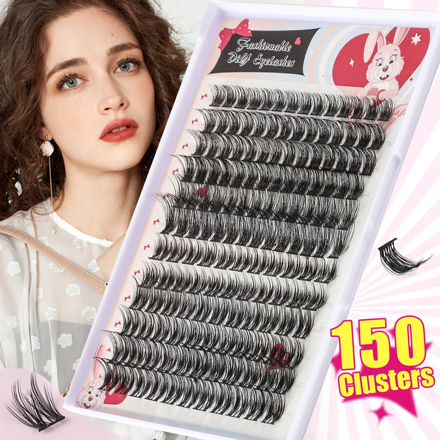 Hot Selling Single Cluster DIY 150 Clusters with Large Capacity DIY Grafting Fake Eyelashes, Thick Simulation 8-16mm Eyelashes