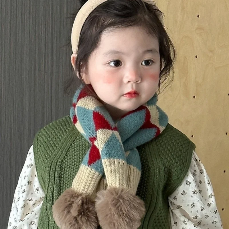 جديد الاطفال محبوك الكرتون بوم بوم وشاح طفلة الصبي لينة الدافئة الدب تصميم أنيق في الهواء الطلق الشتاء الأطفال الرقبة أدفأ الإكسسوارات